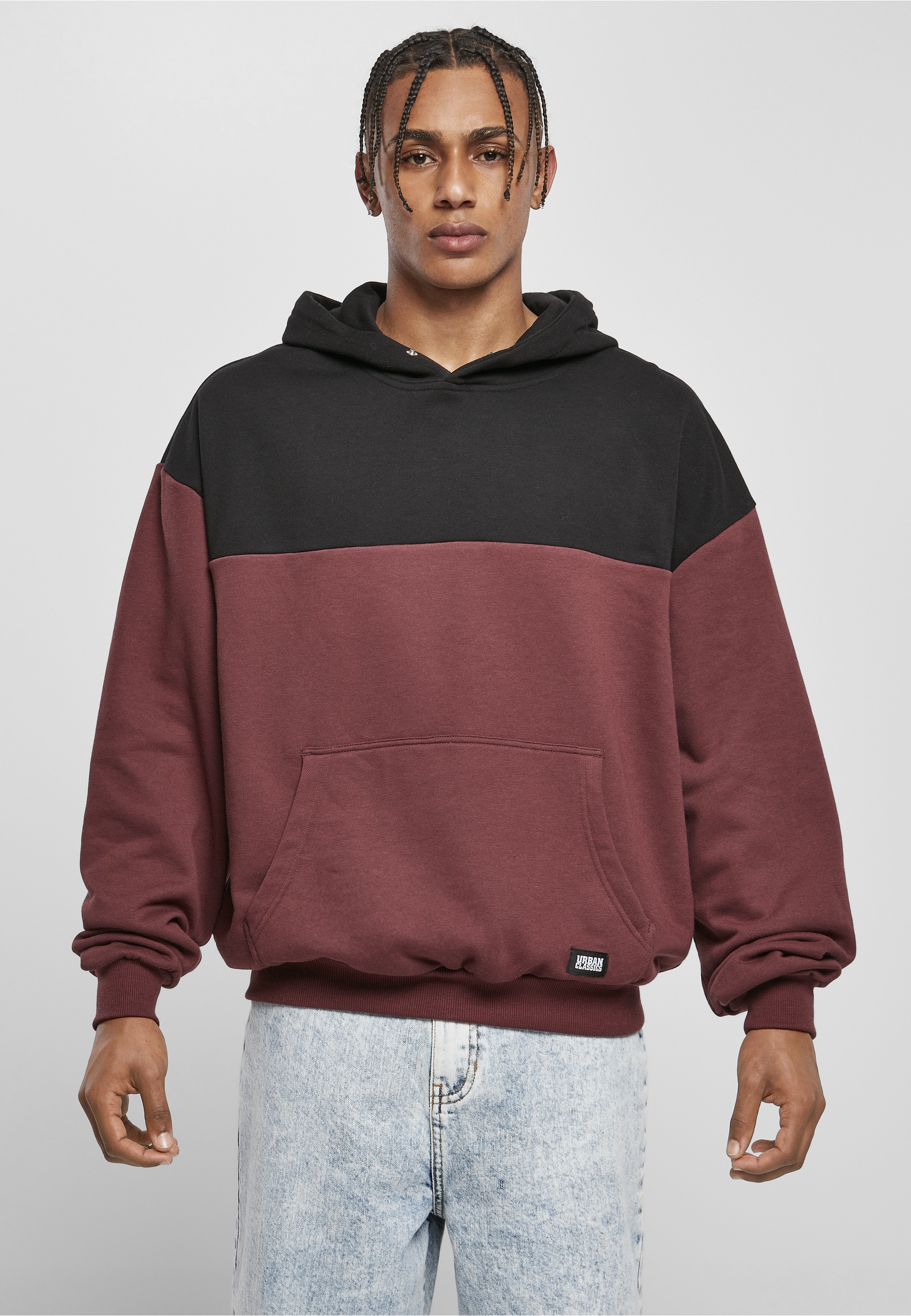 URBAN CLASSICS Rundhalspullover »Urban Classics Herren Upper Block Hoody« 1 Stk.