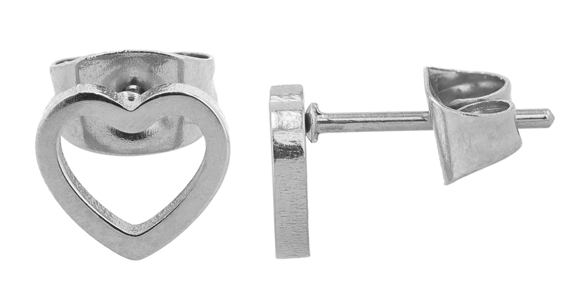 Adelia's Pair Heart Earrings Stainless Steel Silver