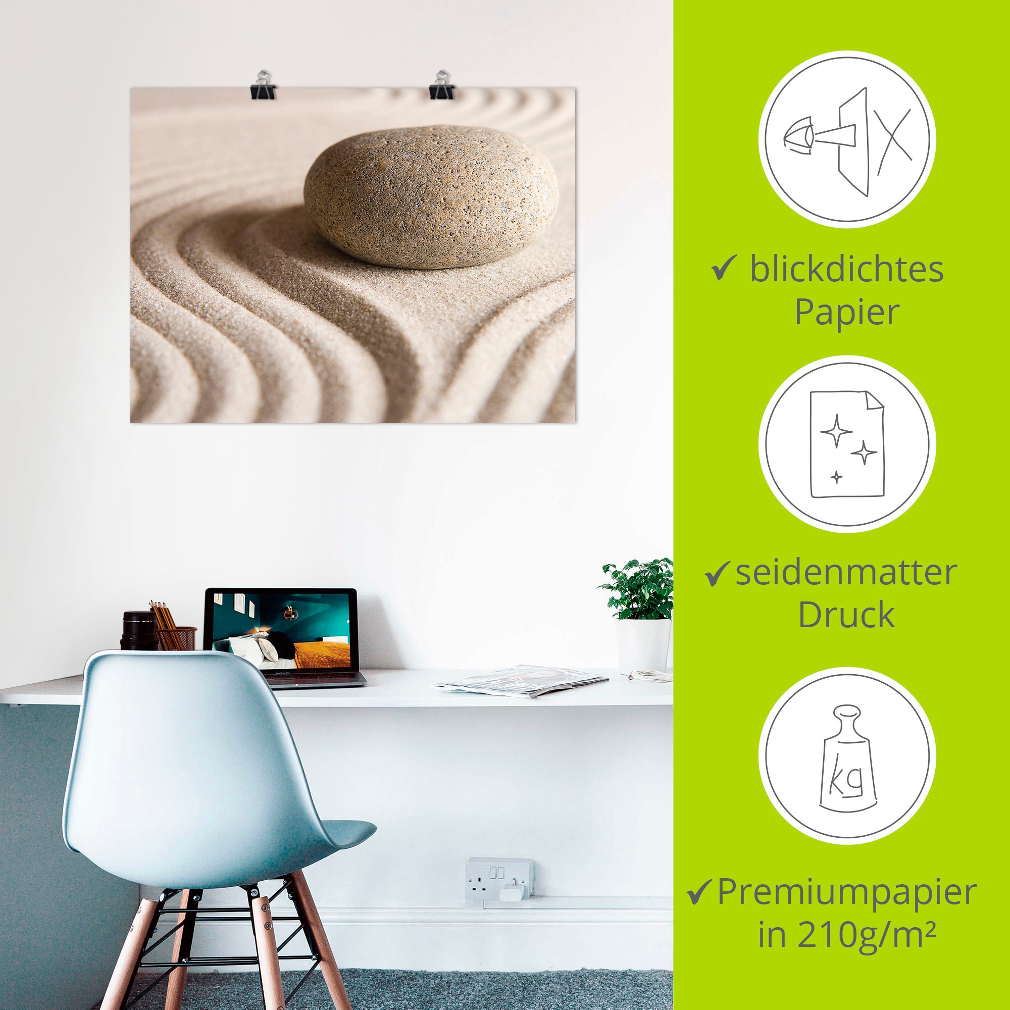 Artland Wandbild »Zen Stein«, Zen, (1 St.), als Leinwandbild, Poster in verschied. Größen