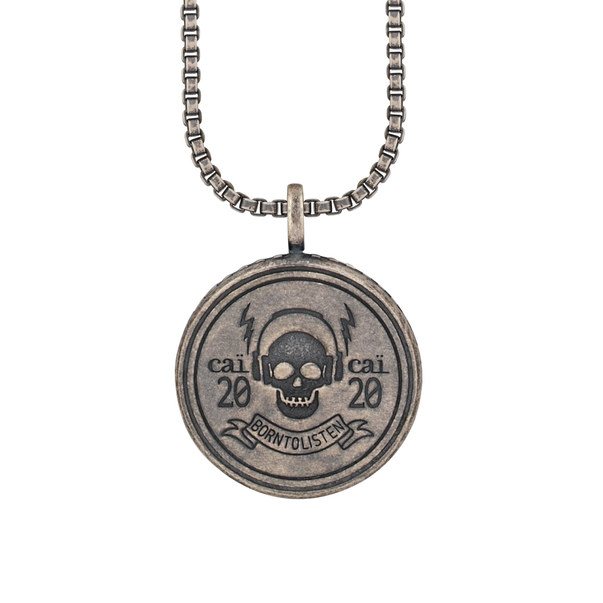 CAÏ Kette mit Anhänger »925/- Wappen« oxidiert Silber Music Skull matt kaufen BAUR Rock 
