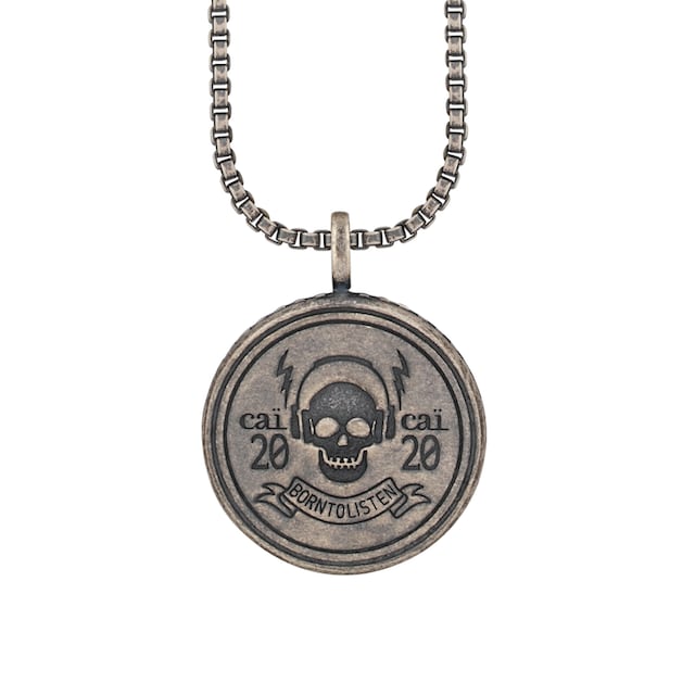 CAÏ Kette mit Anhänger »925/- Silber matt oxidiert Rock Music Skull Wappen«  kaufen | BAUR