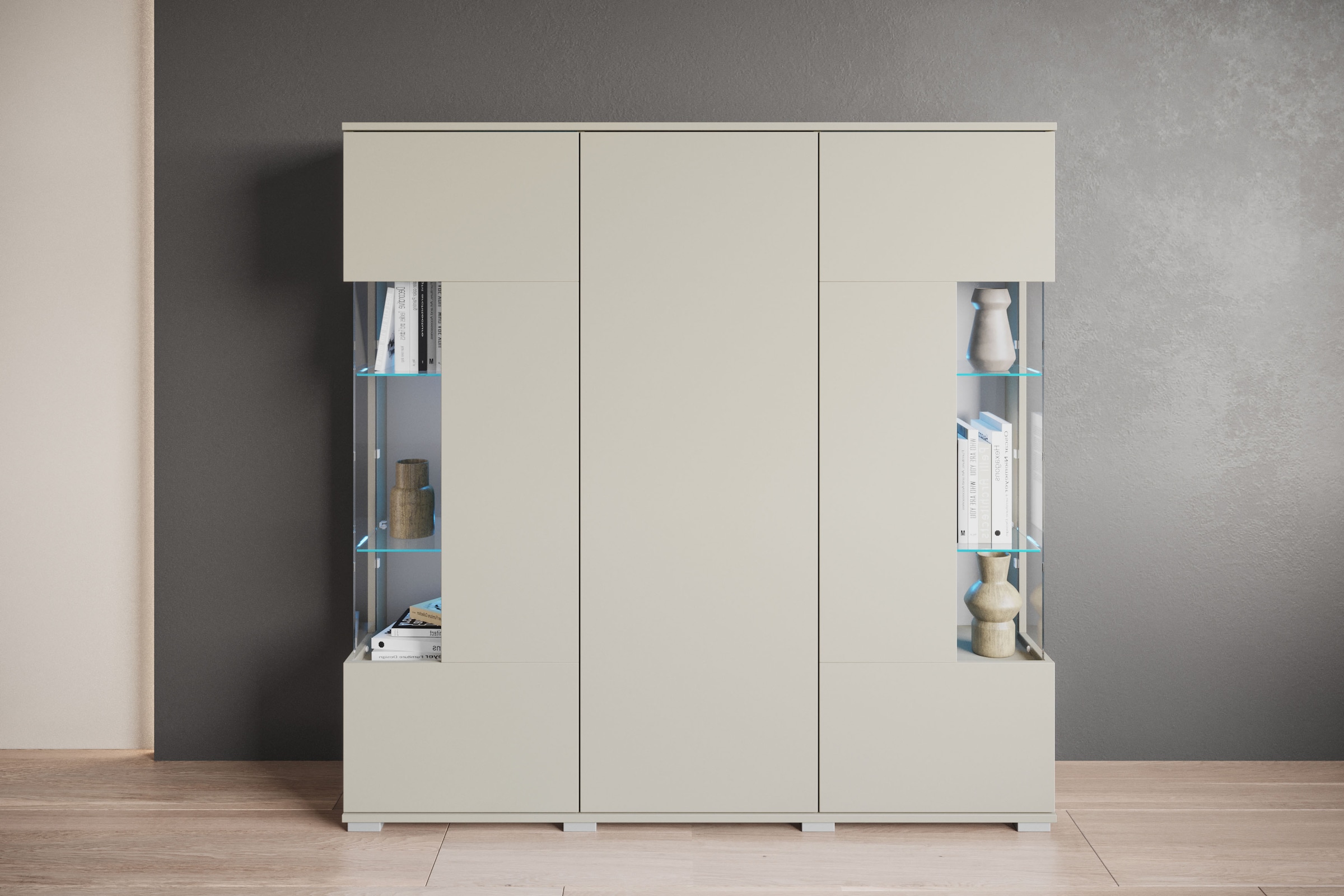 OTTO home "Kenia" 1 Stk. tlg. Modernes Highboard, mit Glastüren, Breite 135 cm