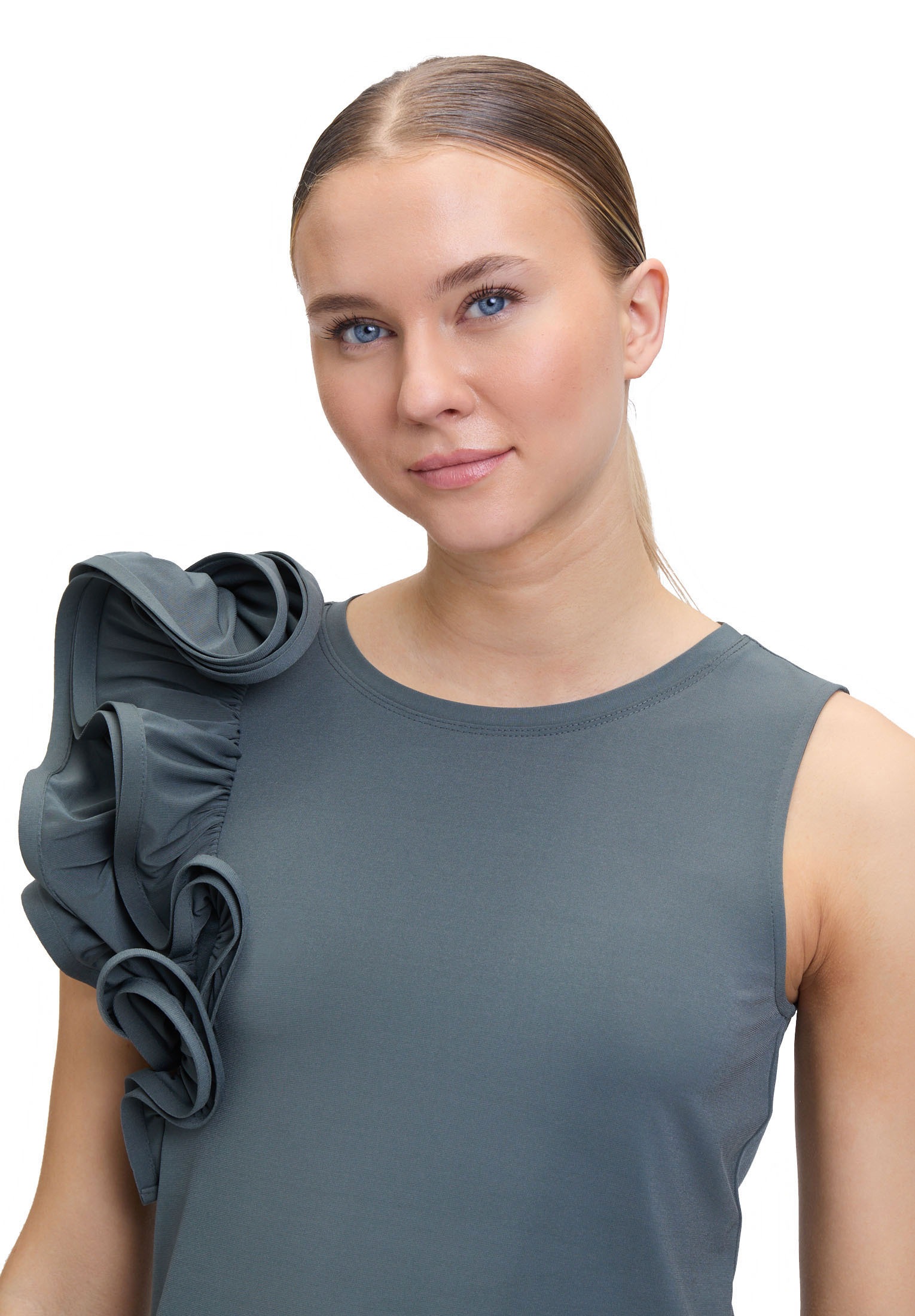 Vera Mont T-Shirt »Vera Mont Damen Rüschenbluse mit Rundhalsausschnitt«, (1 tlg.), Volant