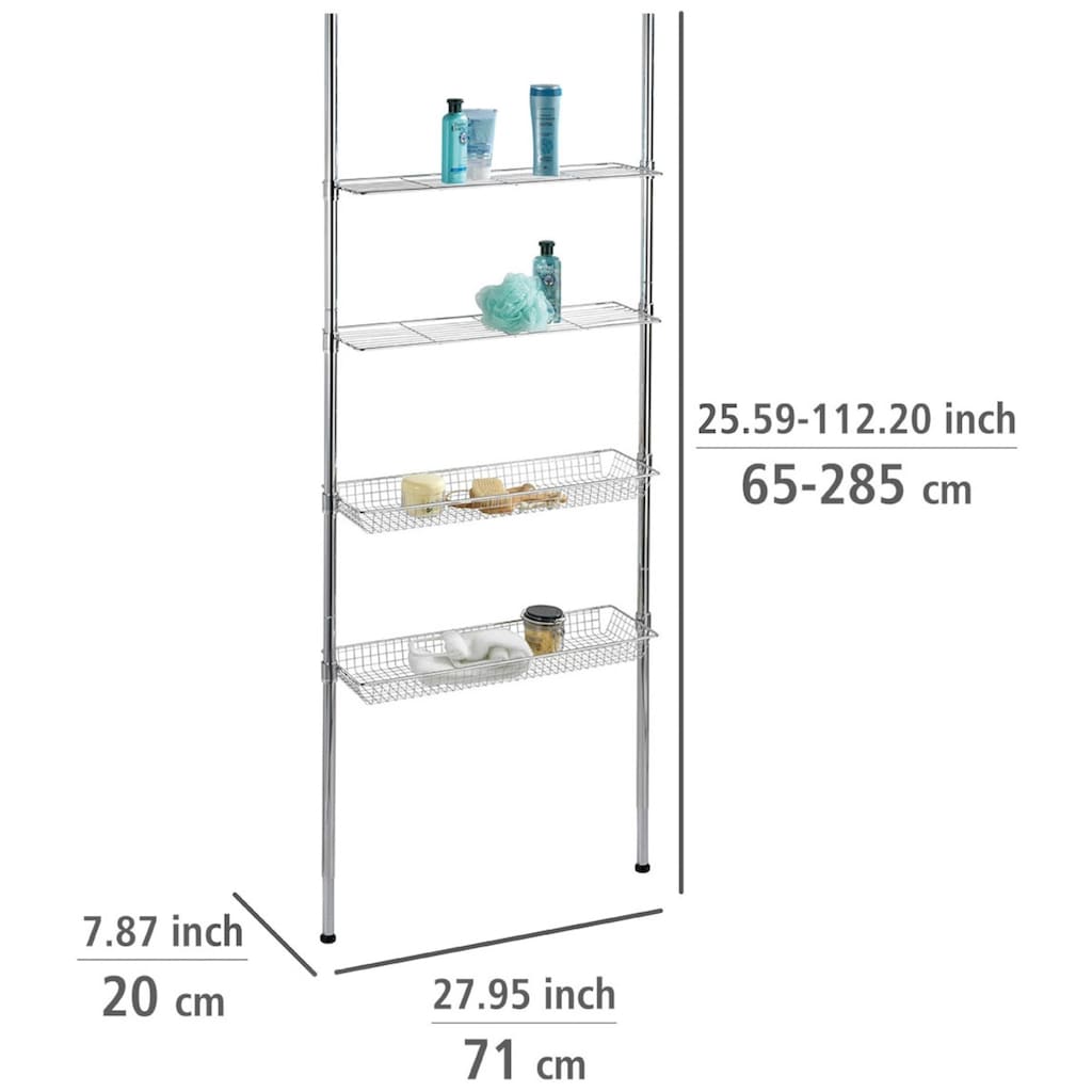 WENKO Badregal »Ellera Teleskopregal«, 2 Ablagen, 2 Körbe