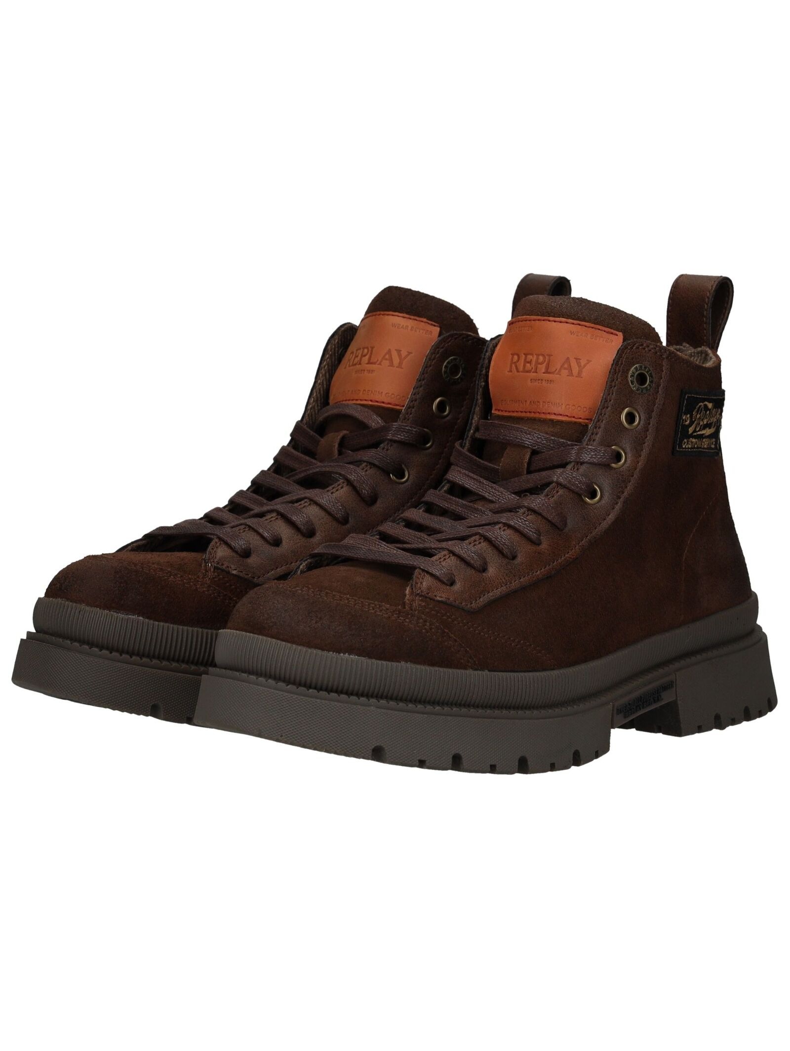 Schnürstiefelette REPLAY "Replay Stiefelette Veloursleder/Textil", Herren, Gr. 44, braun, Textil, Veloursleder, Schuhe Schnürstiefelette 3