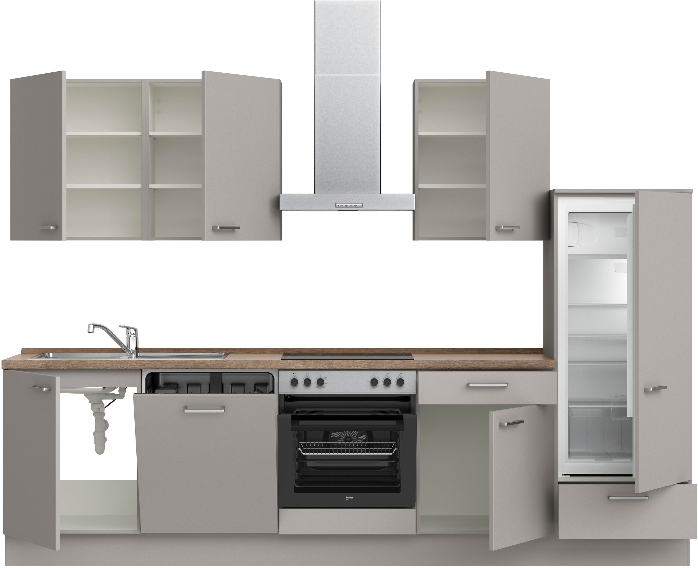 nobilia® Küchenzeile »"Touch I"«, vormontiert, Ausrichtung wählbar, Breite 300 cm, wahlw. mit E-Geräten