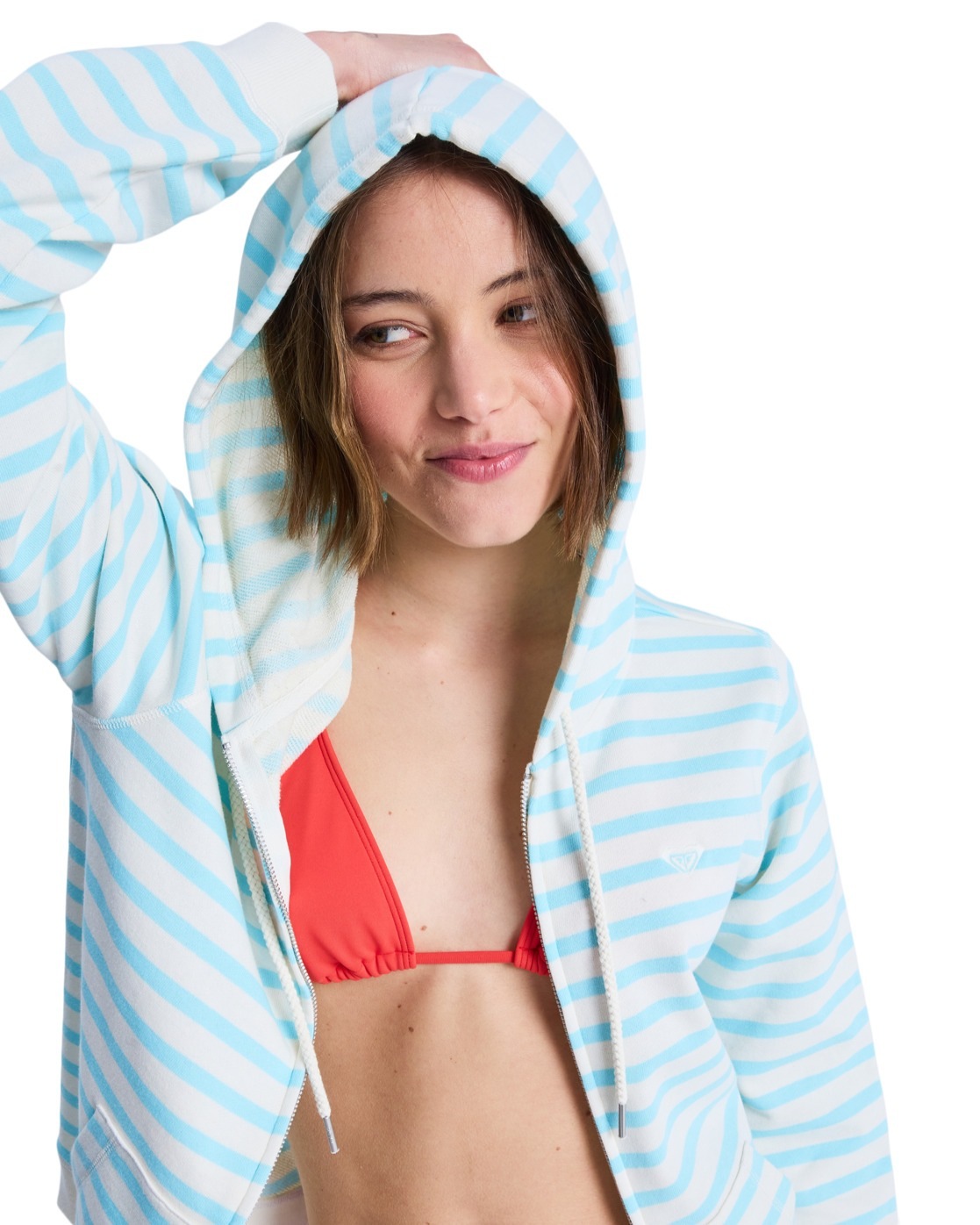 Roxy Perfect Stripe Zip Hoodie Turquoise L 3