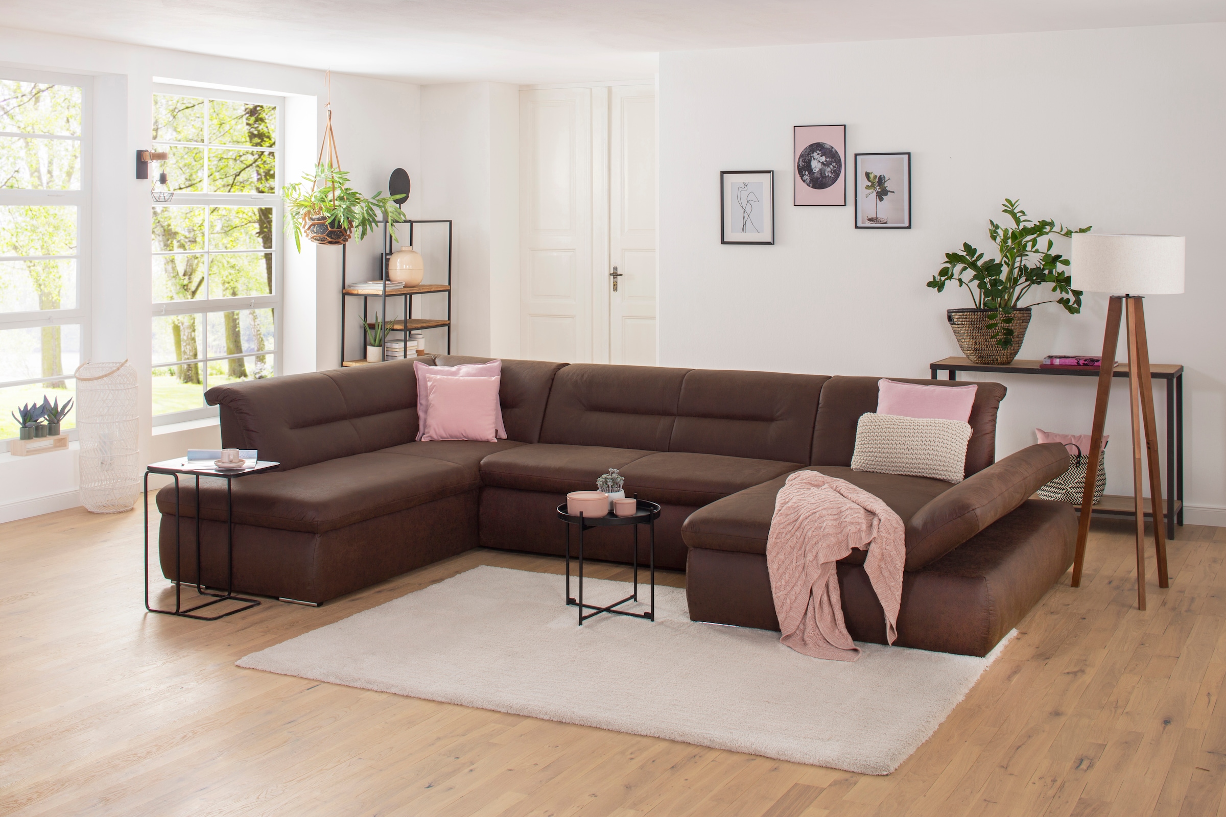 Home affaire Wohnlandschaft "Avesa U-Form" Wahlweise mit Armteilverstellung günstig online kaufen