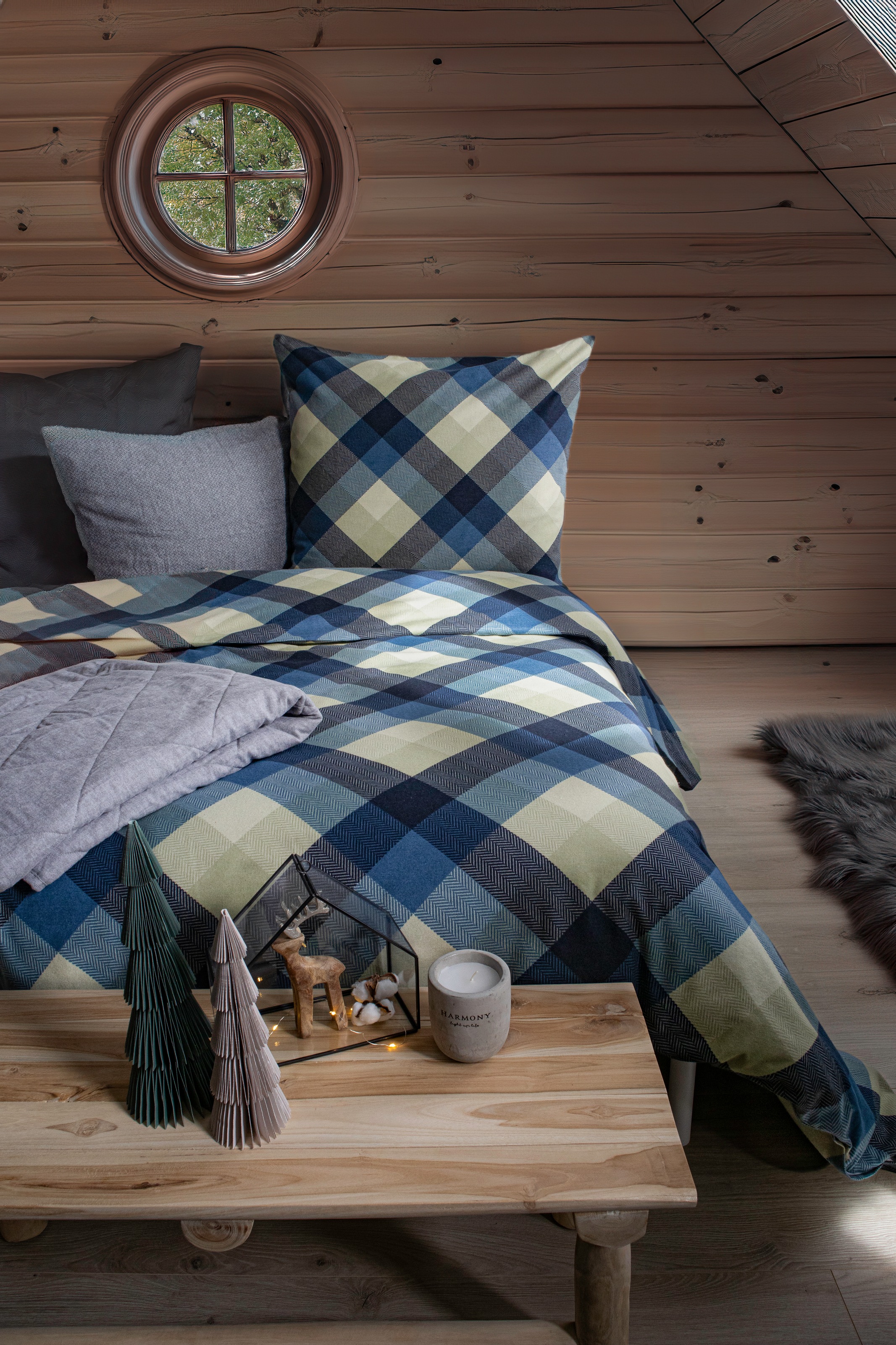 fleuresse Bettwäsche "Aspen" 2 Stk. tlg. Feinbiber mit Karo günstig online kaufen