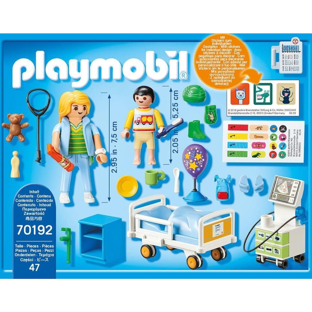 Playmobil® Konstruktions-Spielset »Kinderkrankenzimmer (70192), City Life«, (47 St.)