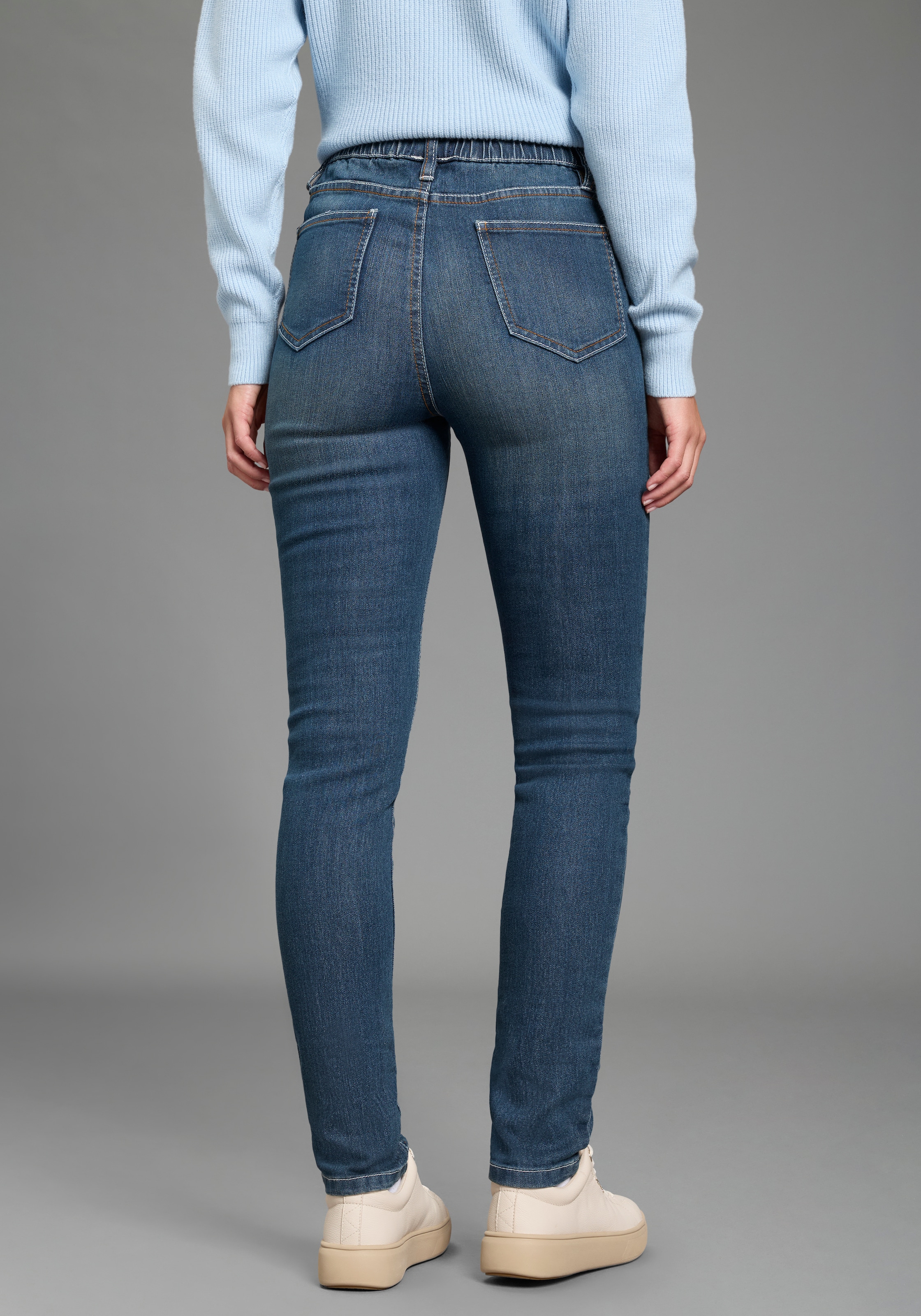 Arizona Jeansjeggings Packung, 2er-Pack,  enge Passform,  Röhrenjeans,  Used-Look-Waschung,  hohe Leibhöhe