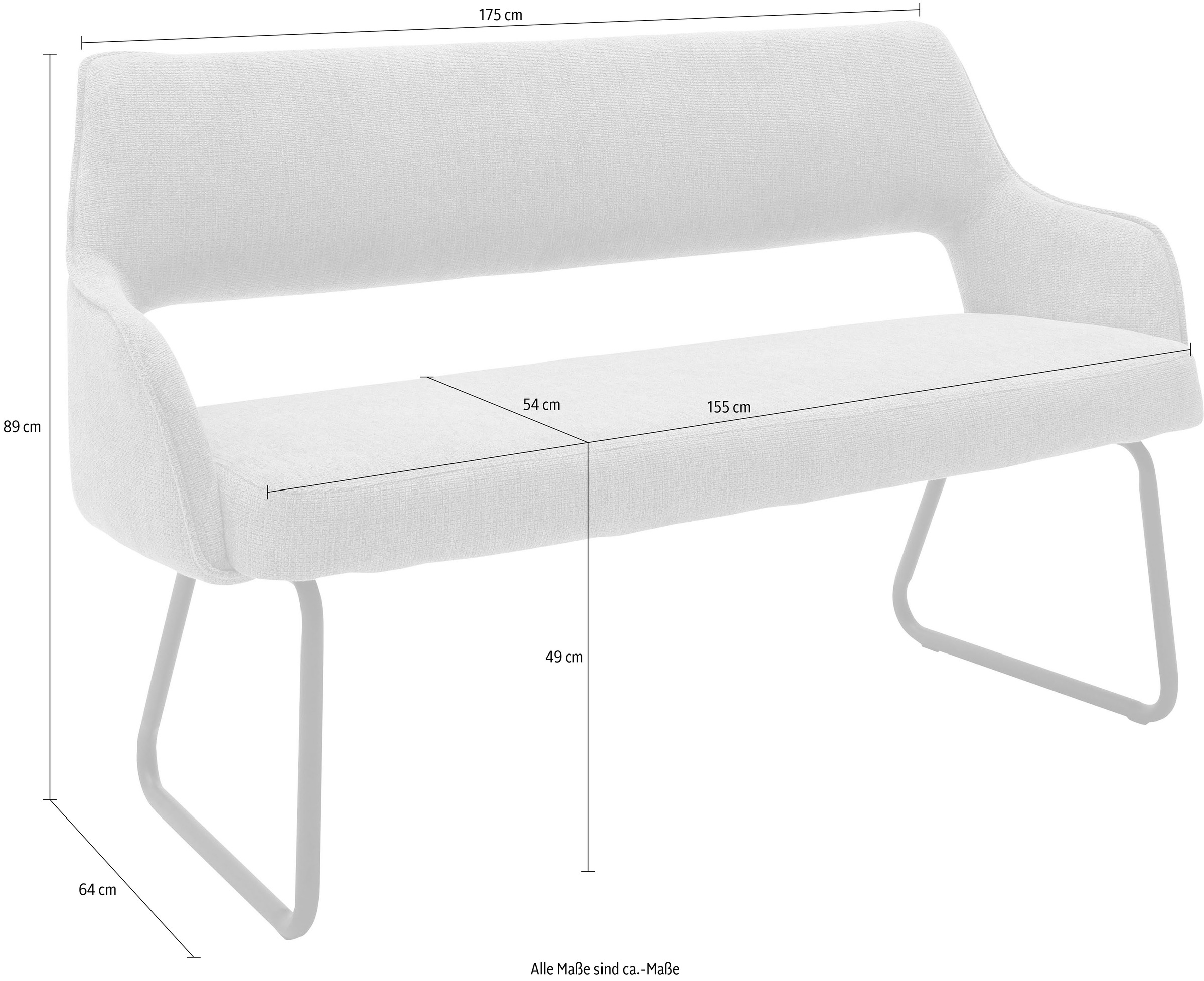 MCA furniture Stoffbezug, Raum frei | Polsterbank BAUR cm »Bangor«, 175 Sitzbank im stellbar, Breite