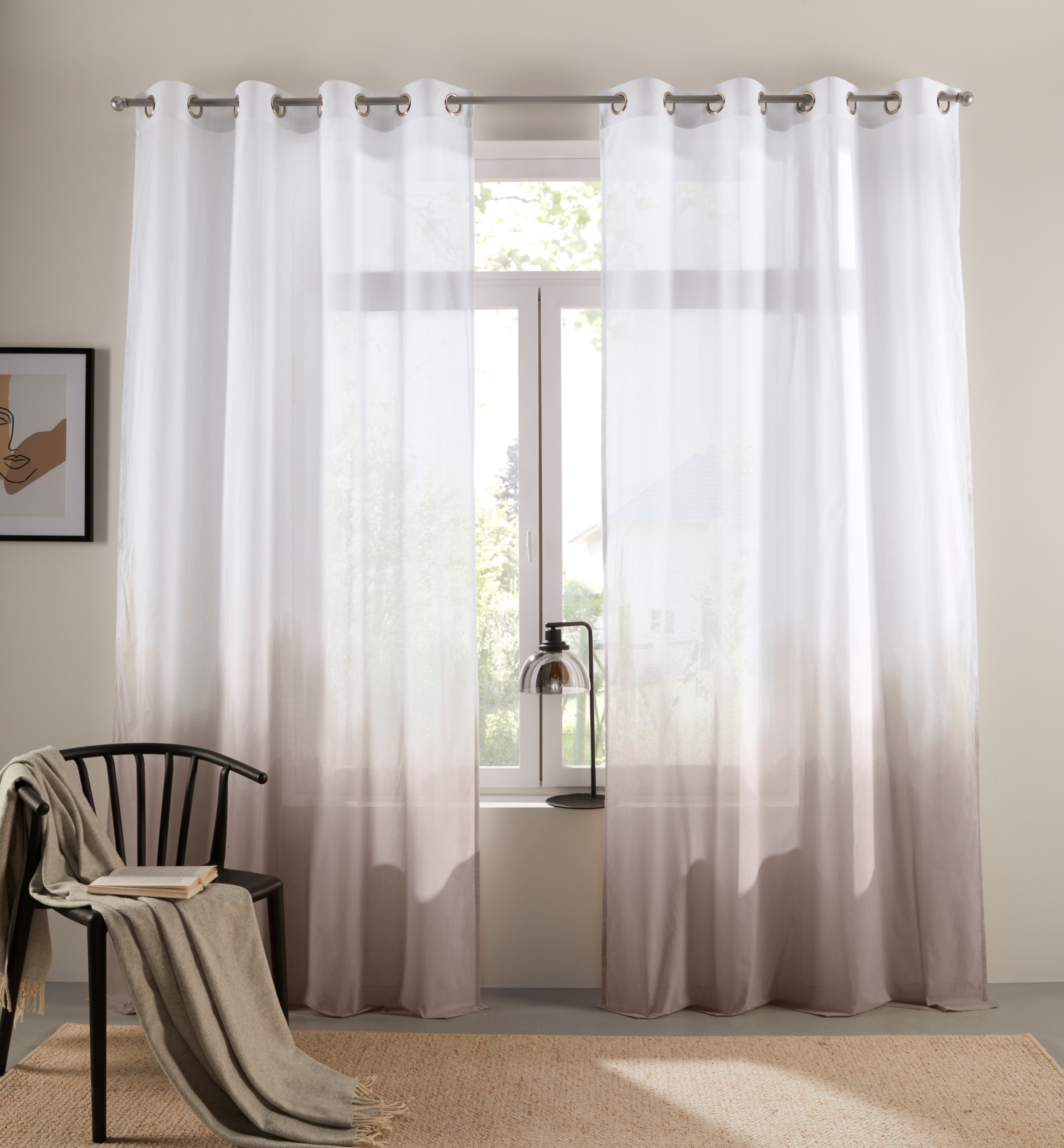 Bruno Banani Gardine "Nevalla" Ösen 1 Stk. tlg. modern, Farbverlauf, Wohnzi günstig online kaufen