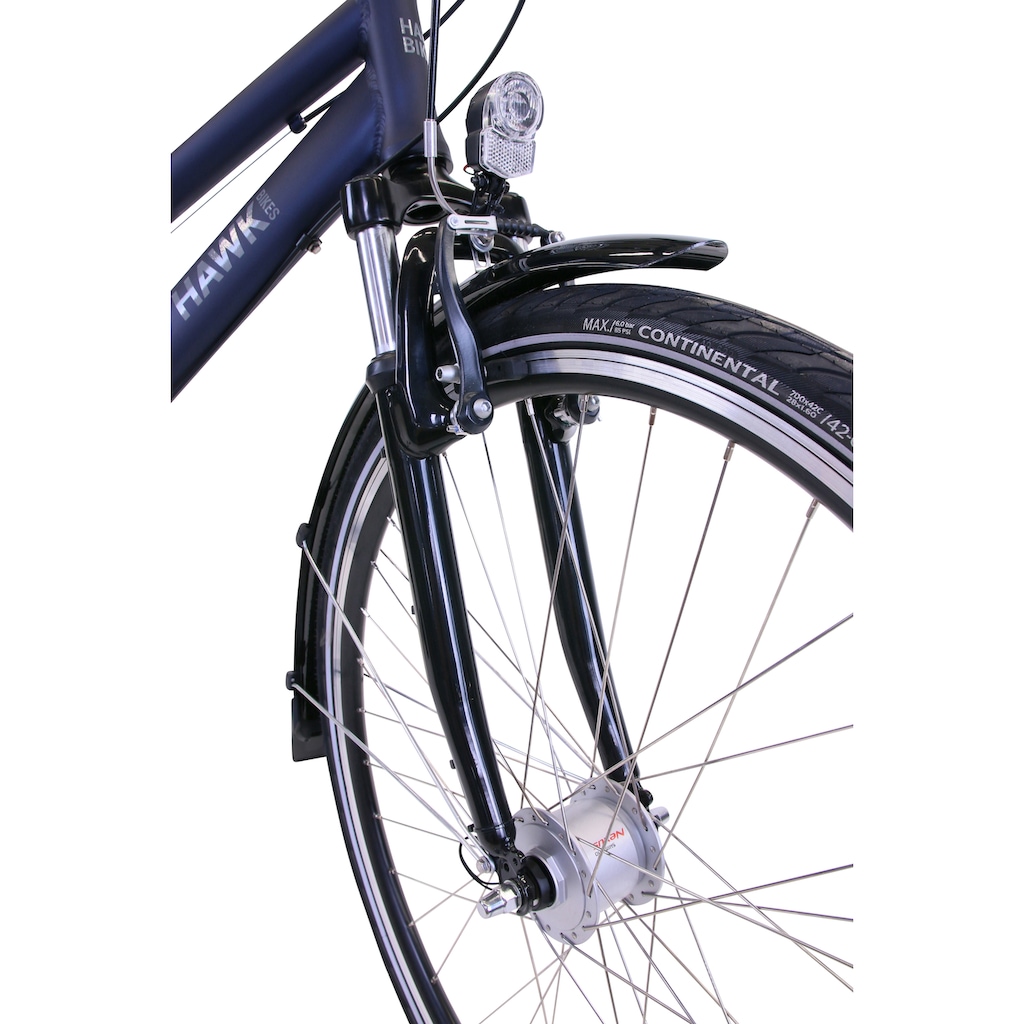 HAWK Bikes Cityrad »HAWK Citytrek Lady Deluxe Plus Ocean Blue«, 7 Gang, Shimano, Nexus Schaltwerk
