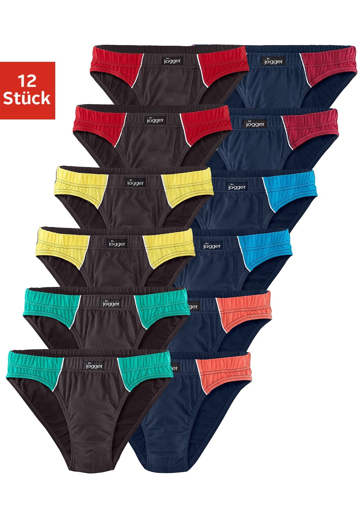 le jogger Slip Packung, 12 Stk. mit Farbhighlights