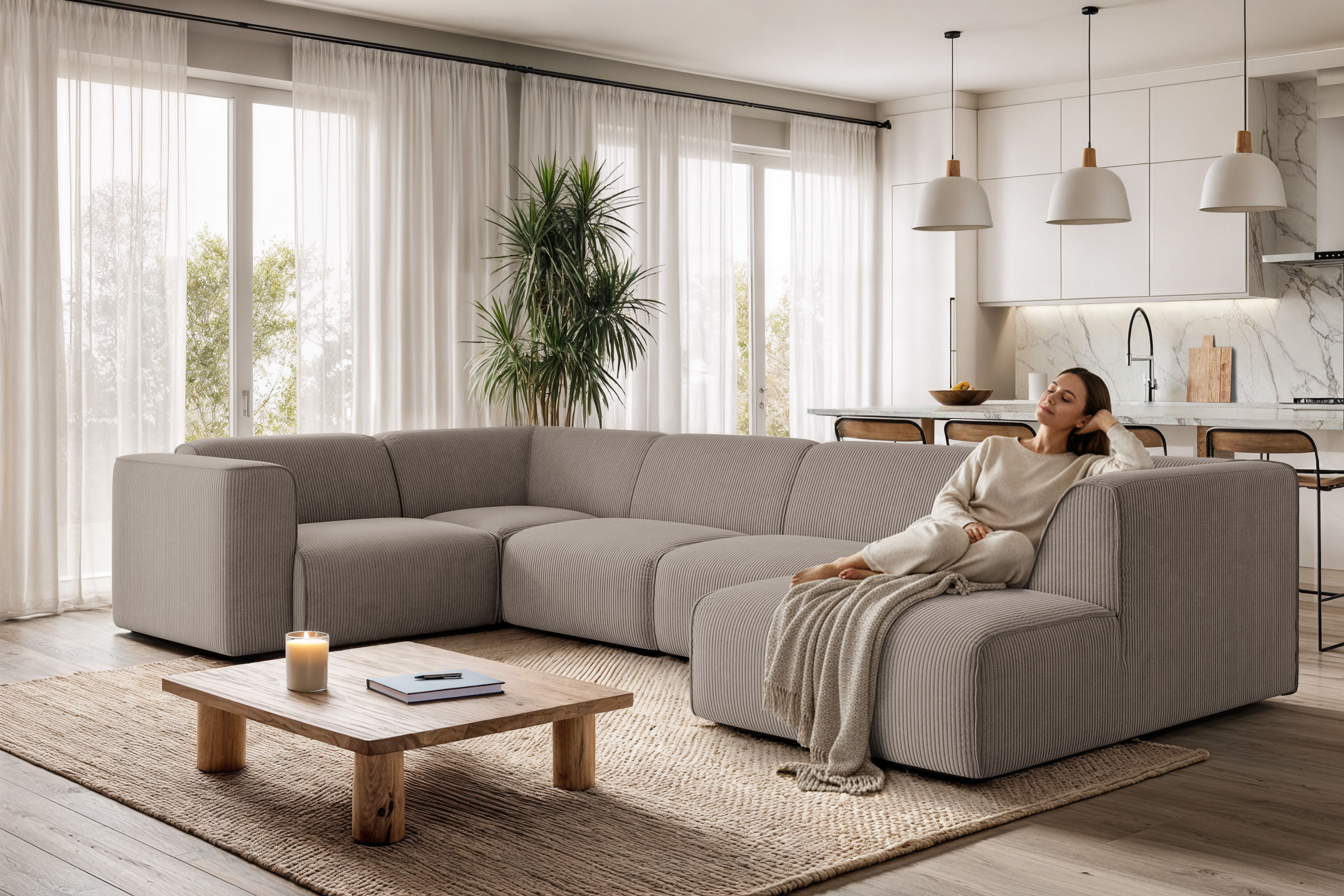 OTTO home Wohnlandschaft "Merid U-Form, B: 367 cm" jederzeit durch Module erweiterbar