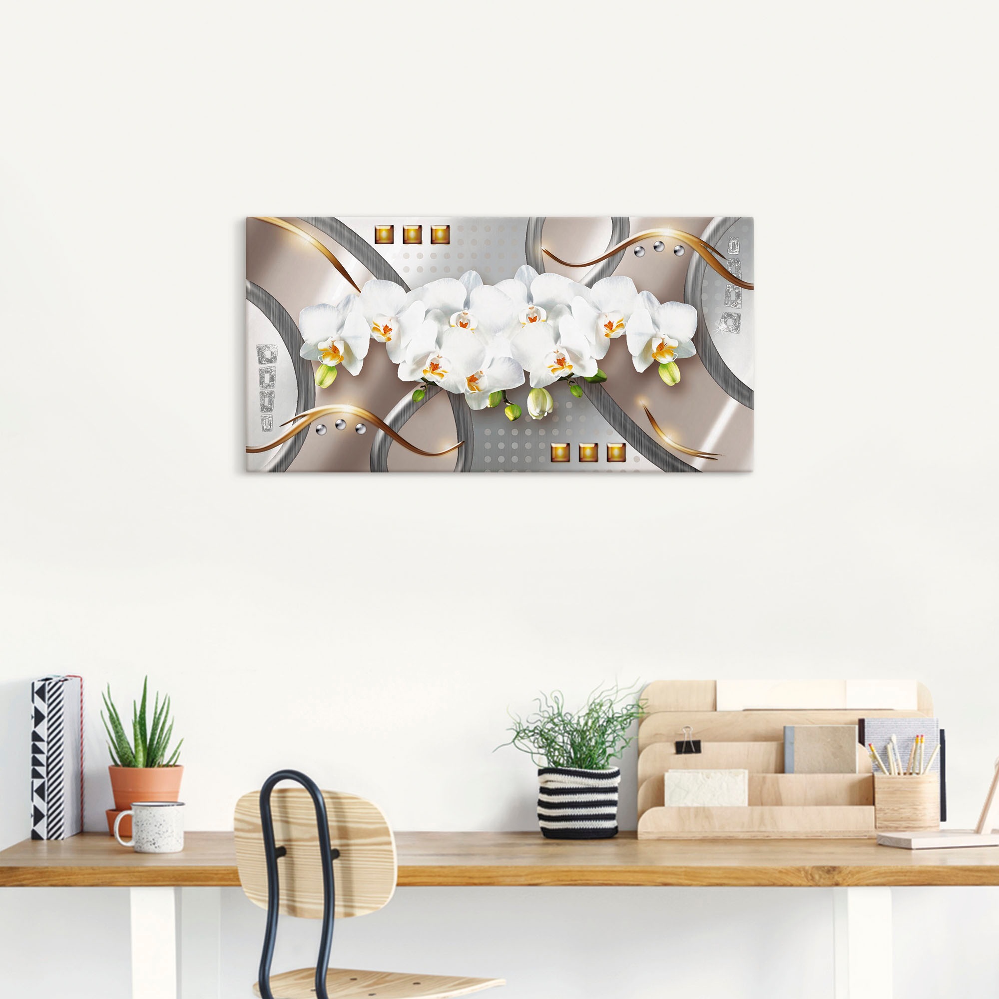 Artland Wandbild "Orchideen mit Elementen" Blumen 1 Stk. tlg. als Leinwandb günstig online kaufen