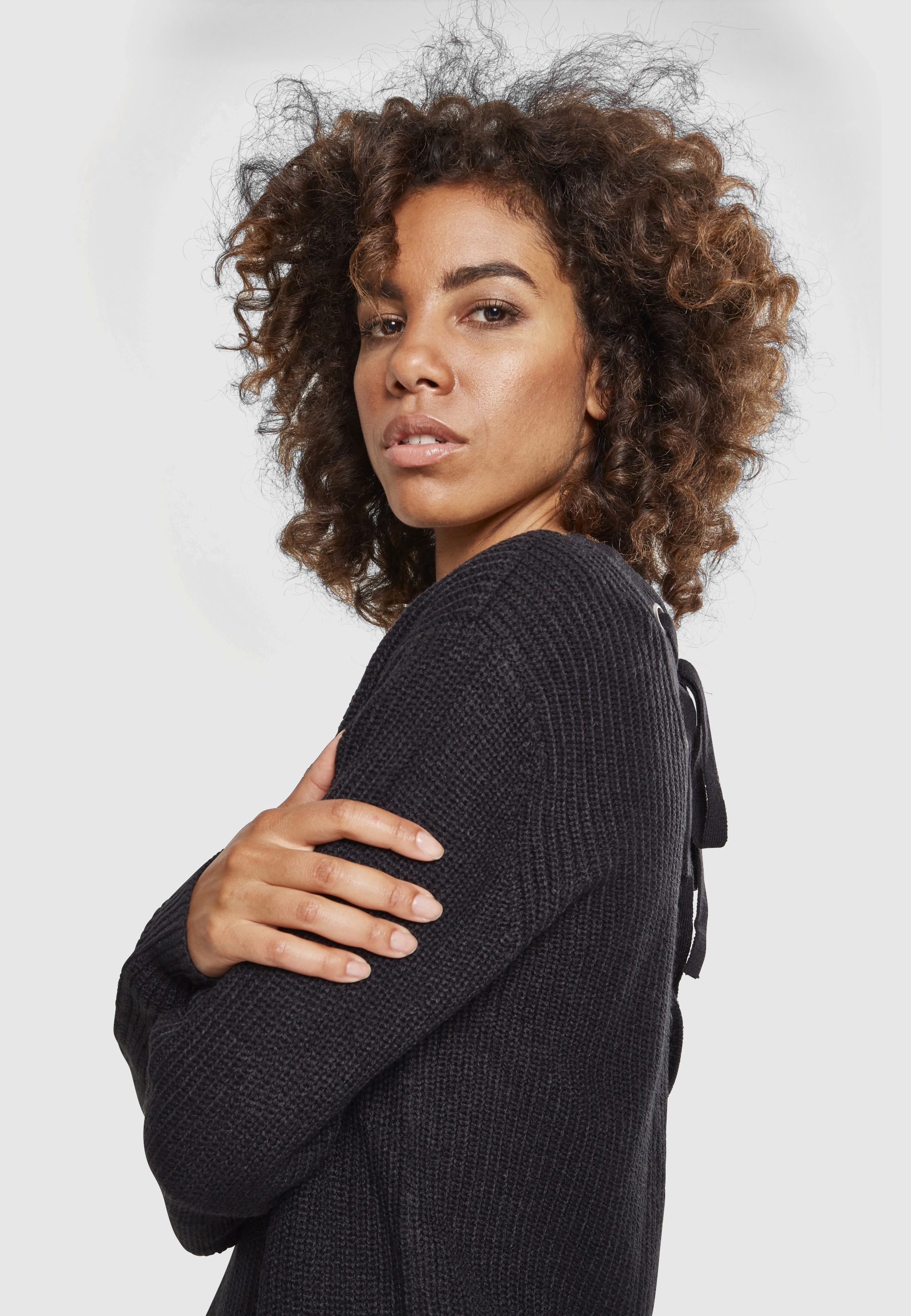 URBAN CLASSICS Sweatshirt »Urban Classics Damen Ladies Back Lace Up Sweater«, 1 Stk.
