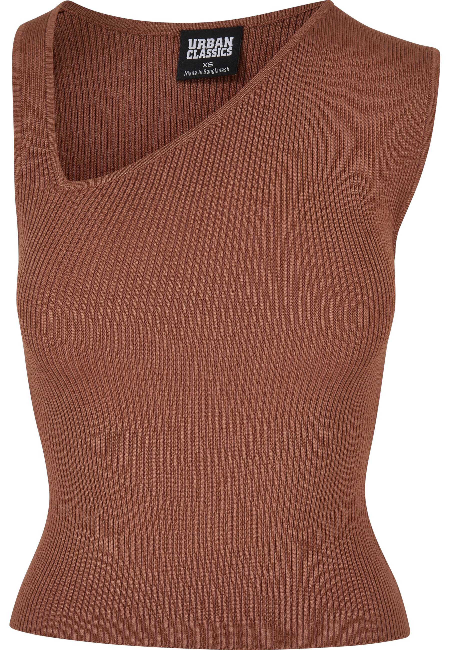 URBAN CLASSICS Yoga & Relax Shirt "Urban Classics Damen Ladies Rib Knit Asymmetric Top" 1 Stk.