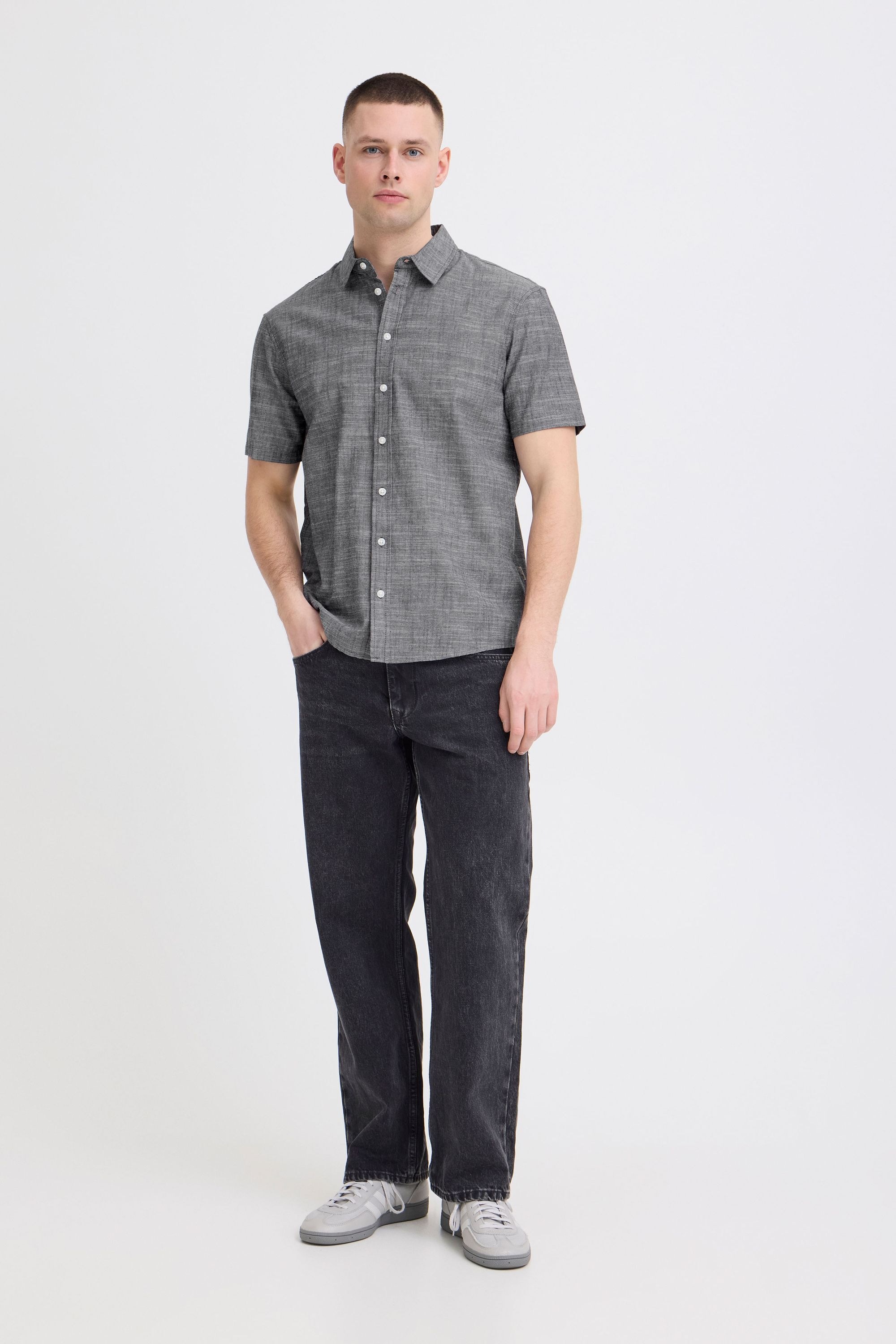Blend Kurzarmhemd »BHDaris« Meliertes Kurzarm-Hemd mit Kentkragen