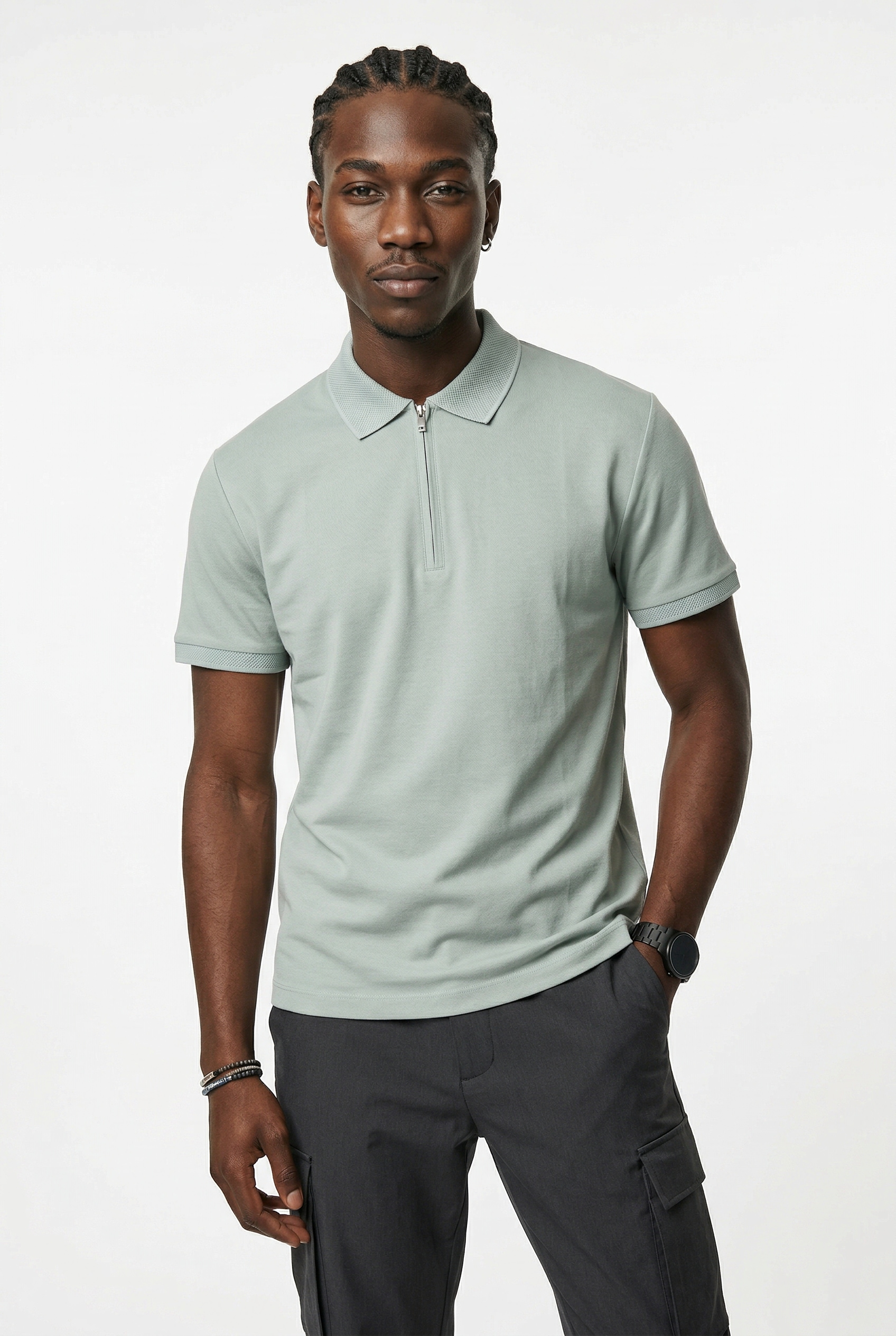 SELECTED Poloshirt "SLHFAVE ZIP SS POLO NOOS" Baumwollmischung, regular fit