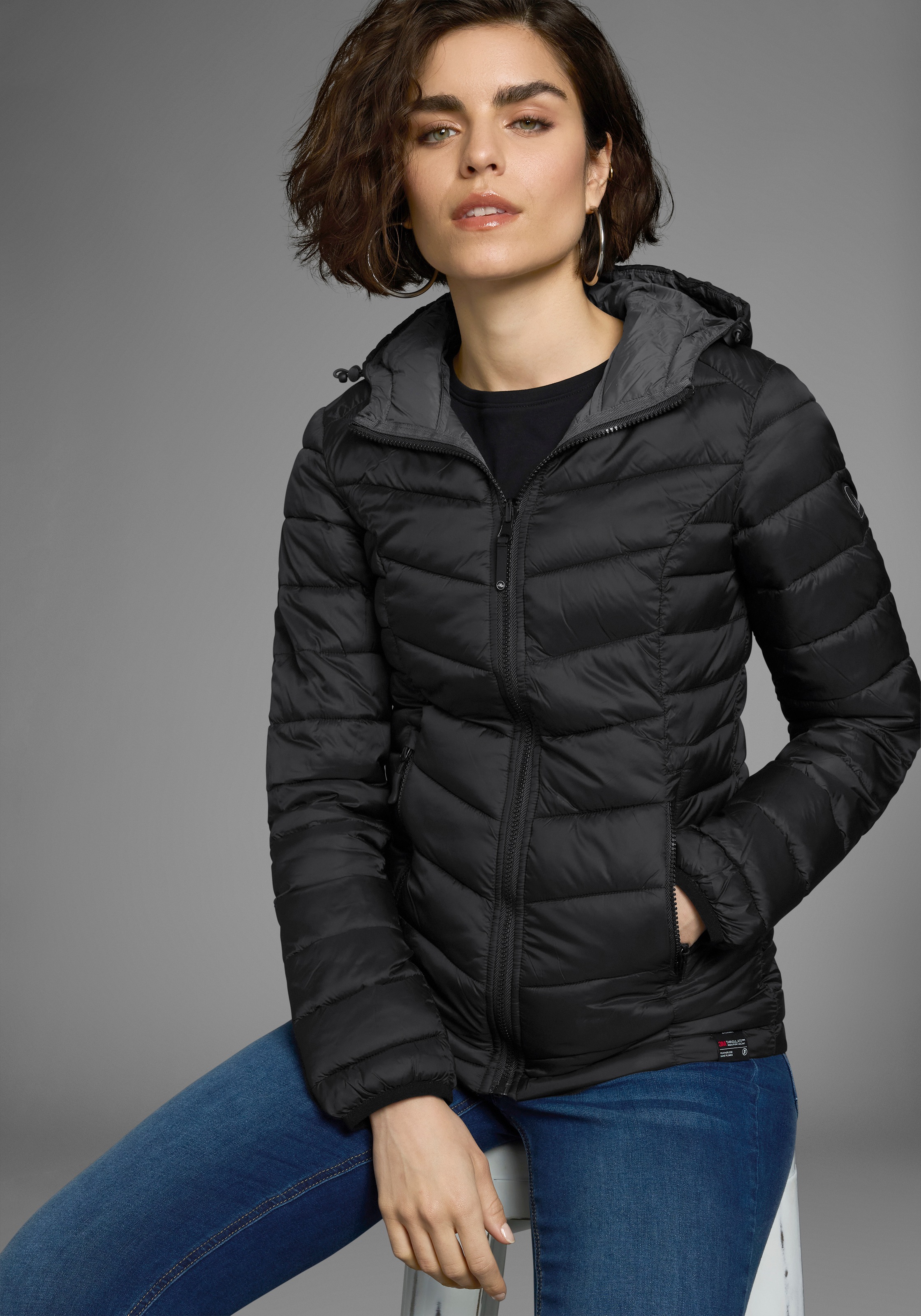 Polarino Steppjacke mit Kapuze Übergangsjacke für kühle Tage, aus leichtem günstig online kaufen