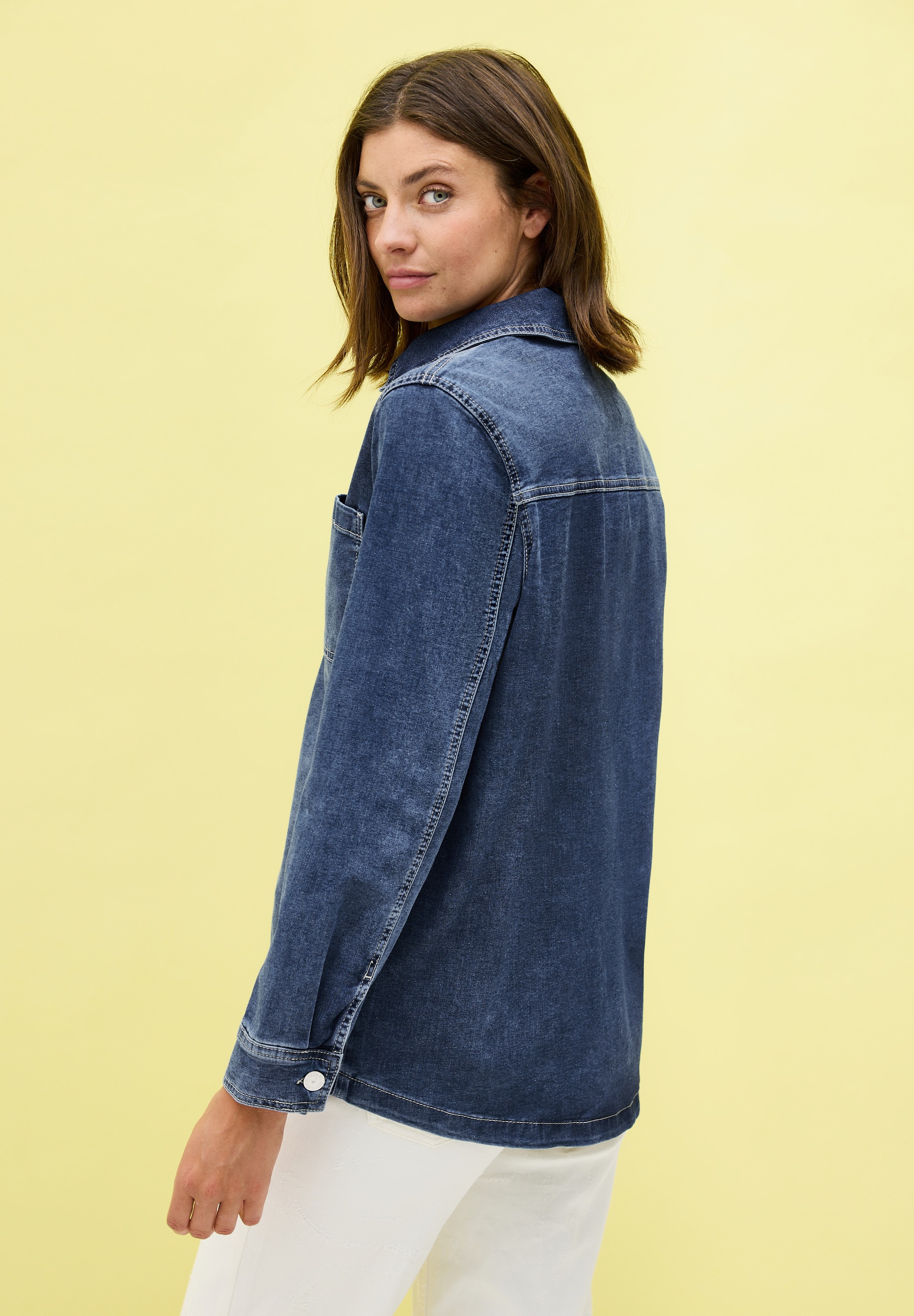 Cecil Jeansjacke, ohne Kapuze, Denim-Overshirt mit Knopfleiste und Brusttas günstig online kaufen