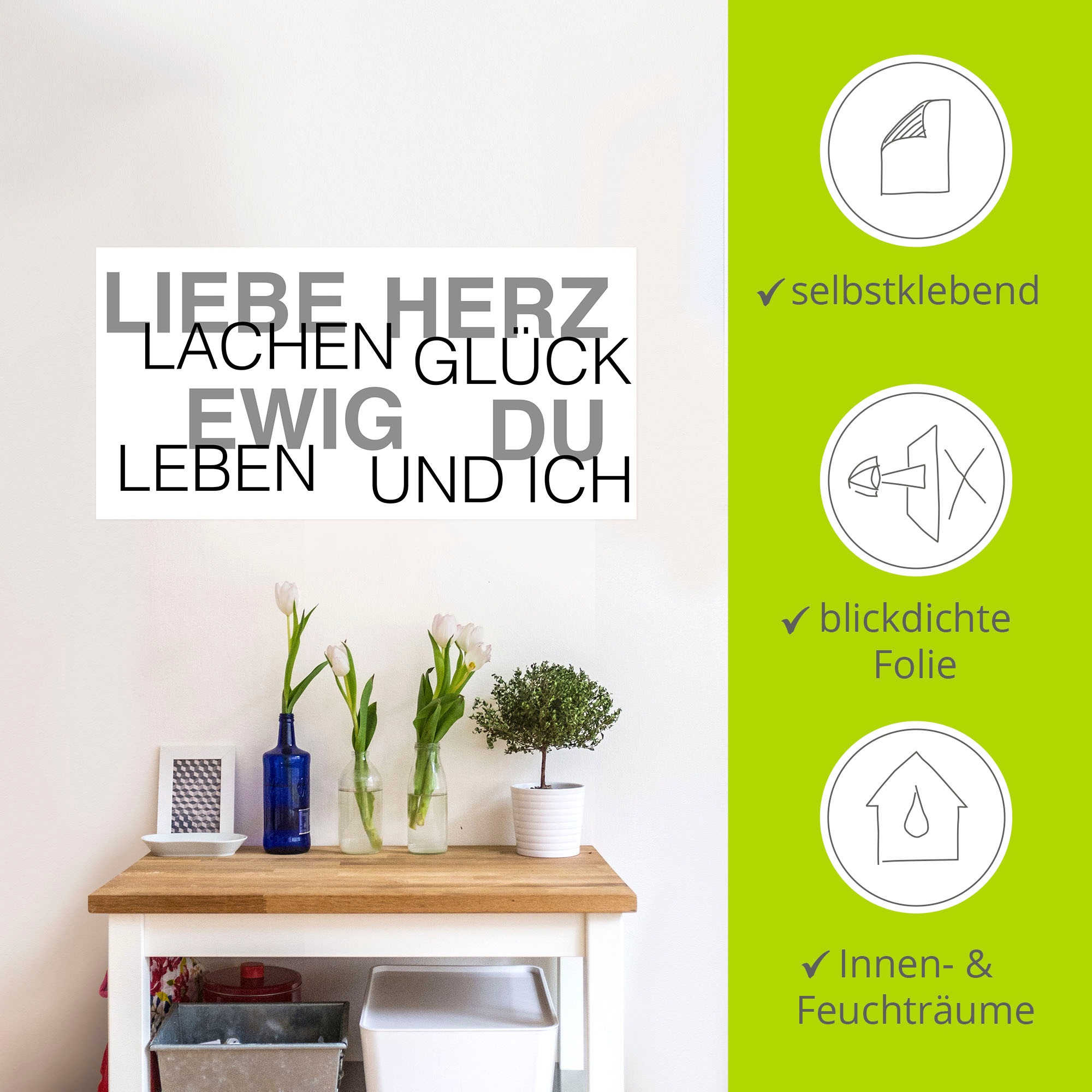 Artland Wandbild »Liebe Statement Bild«, Sprüche & Texte, (1 St.), als Alubild, Outdoorbild, Leinwandbild, Wandaufkleber, versch. Größen