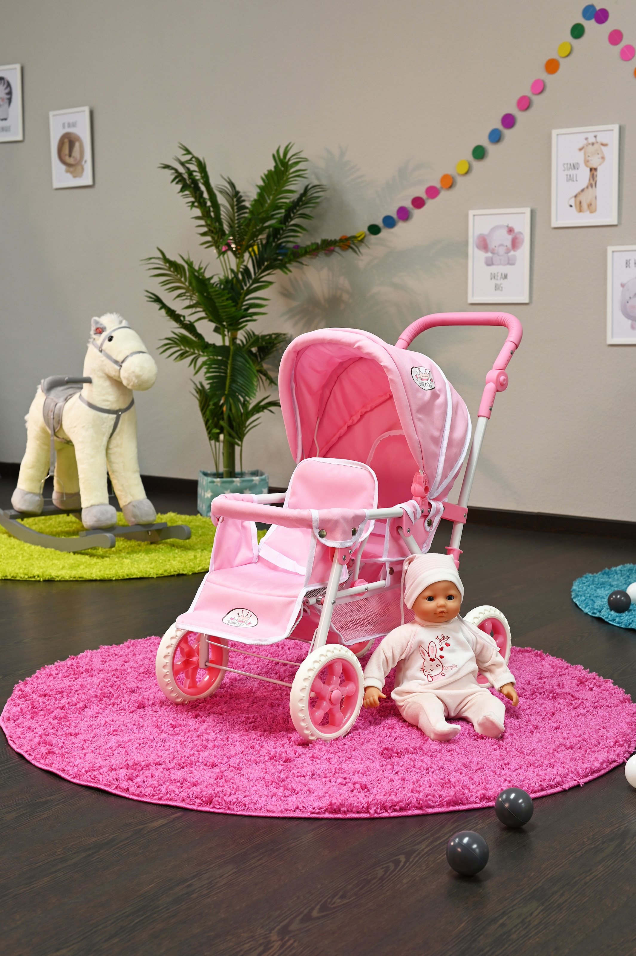 Knorrtoys® Zwillingspuppenwagen »Big Twin - Princess White Rose«