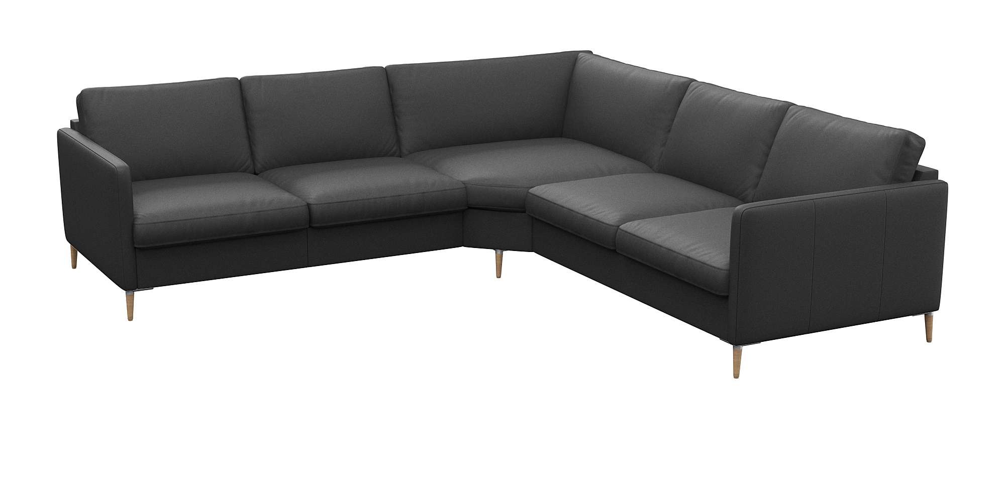 FLEXLUX Ecksofa »Fiore, gleichschenklig, bequem durch hochwertigem Sitzaufbau«, schmale Armlehnen, Kaltschaum, Füße Alu+ Eiche