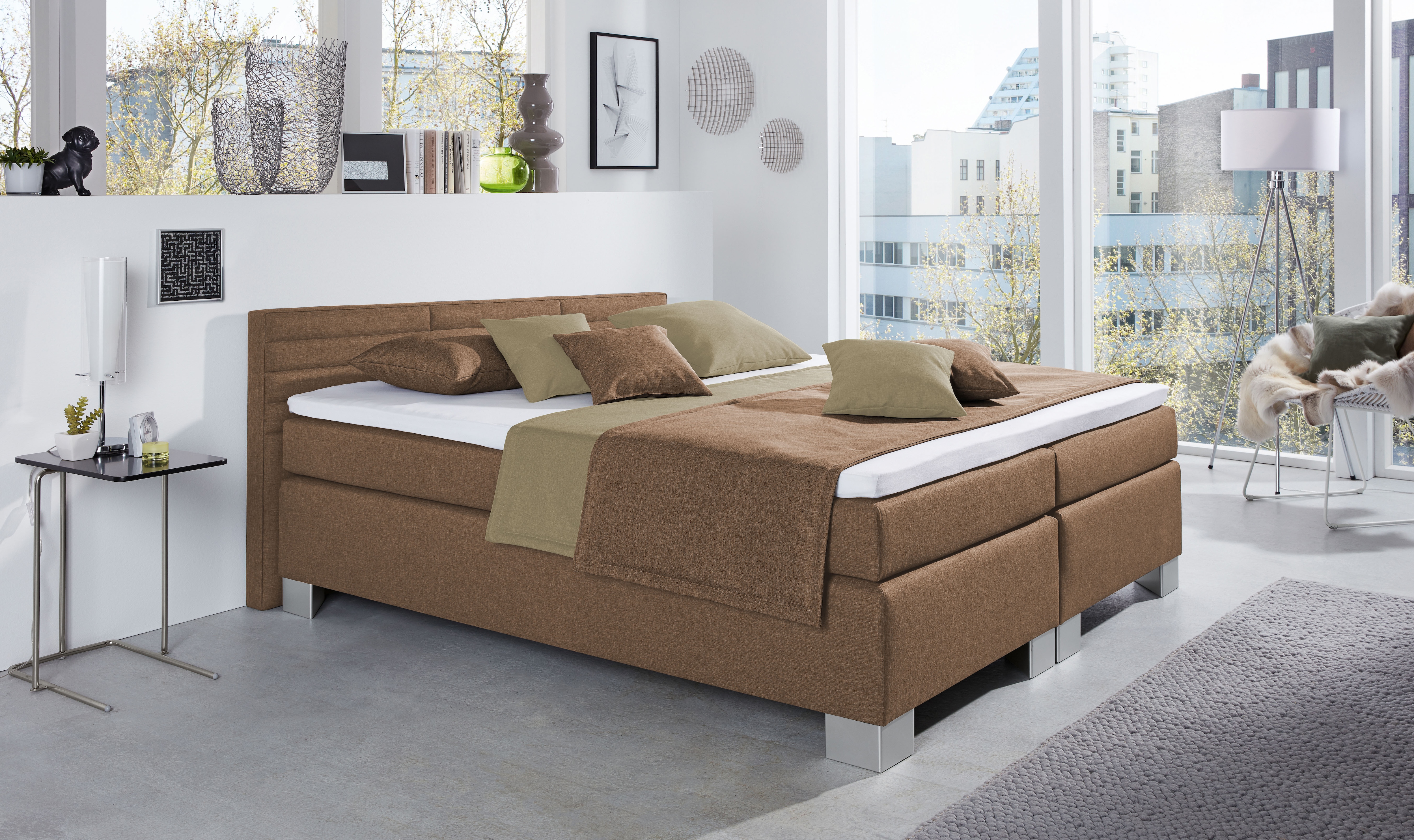 hapo Boxspringbett "ATLANTA mit niedrigem Kopfteil" Topper separat erhältlich, erhältlich in verschiedenen Breiten, Farben & Matratzenarten