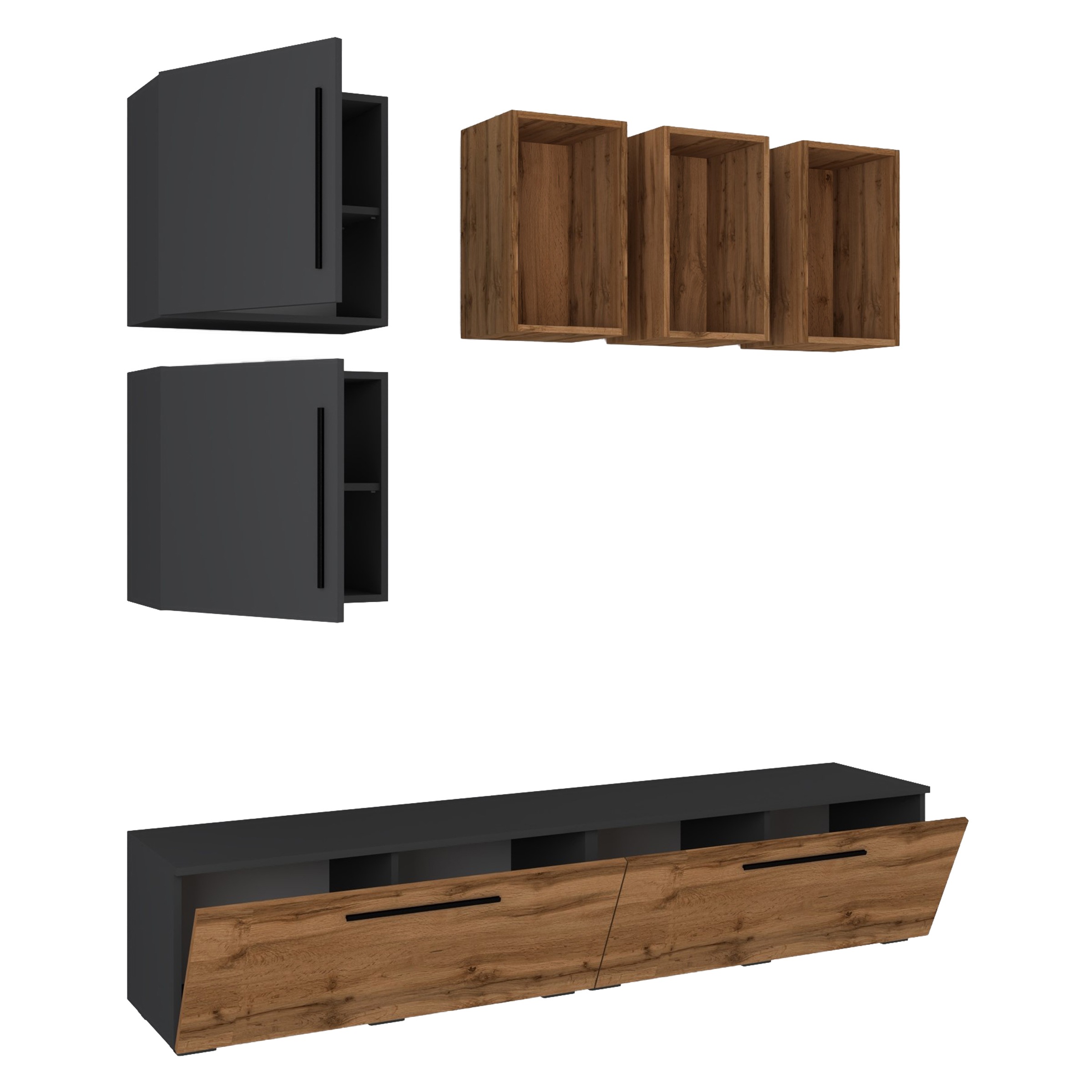 VCM TV-Board »VCM TV Möbel | Wohnwand mit ausreichend Stauraum | Anbauwand | Maße H. 200 x B. 190 x T. 40 cm | Fernseh Möbel ¿ Arila L«, (VCM Arila)