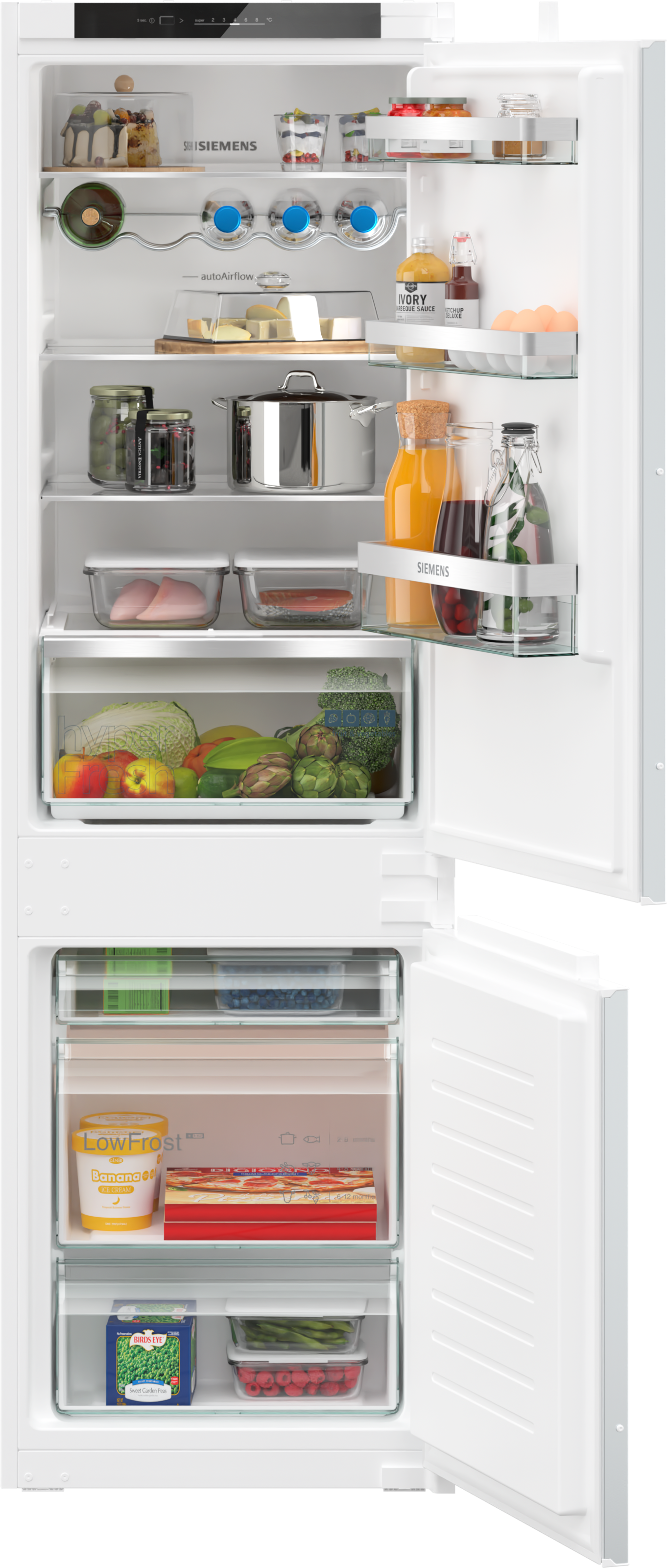 Siemens iQ300 KI86VVSE0 – Integrierter Kühl-/Gefrierschrank – Gefrierschrank unten – Breite: 56 cm – Tiefe: 55 cm – Höhe: 177,5 cm – 267 Liter – Klasse E – Schiebescharnier - Bild 6