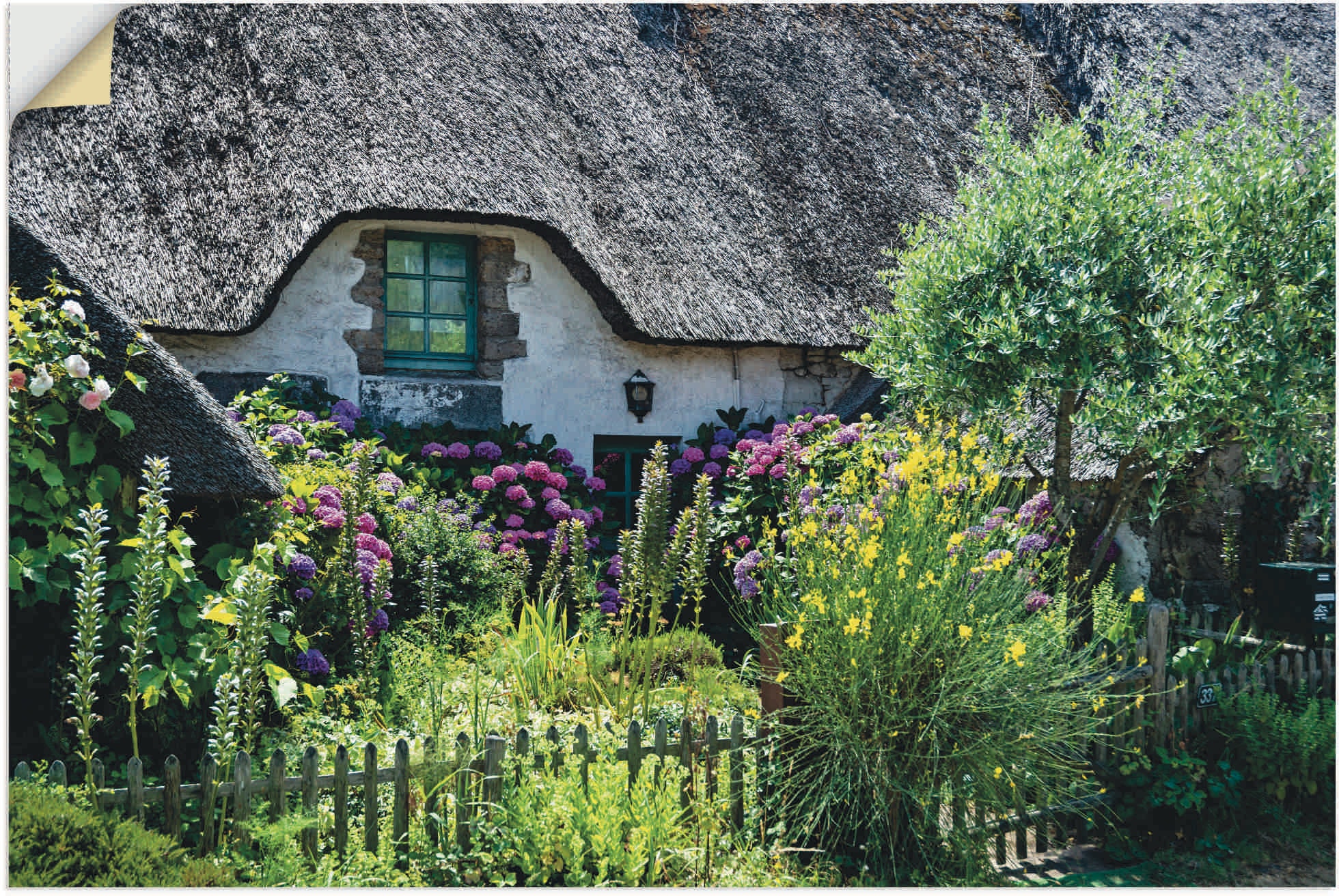 Artland Wandfolie "Altes Landhaus im Norden Frankreichs", Gartenbilder, (1 St.), selbstklebend