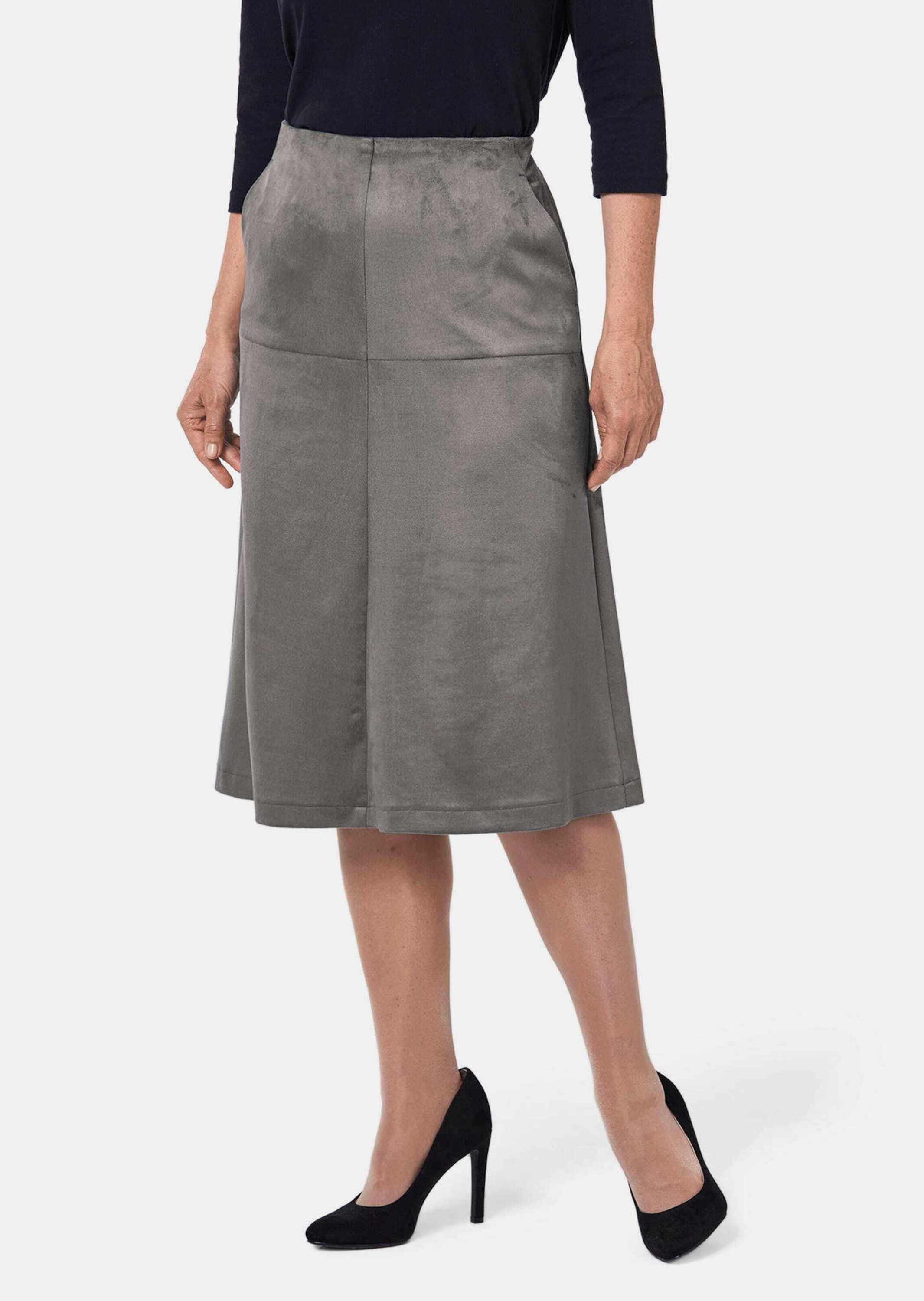 GOLDNER A-Linien-Rock "Kurzgröße bequemer Rock in Velourslederoptik" Ohne günstig online kaufen