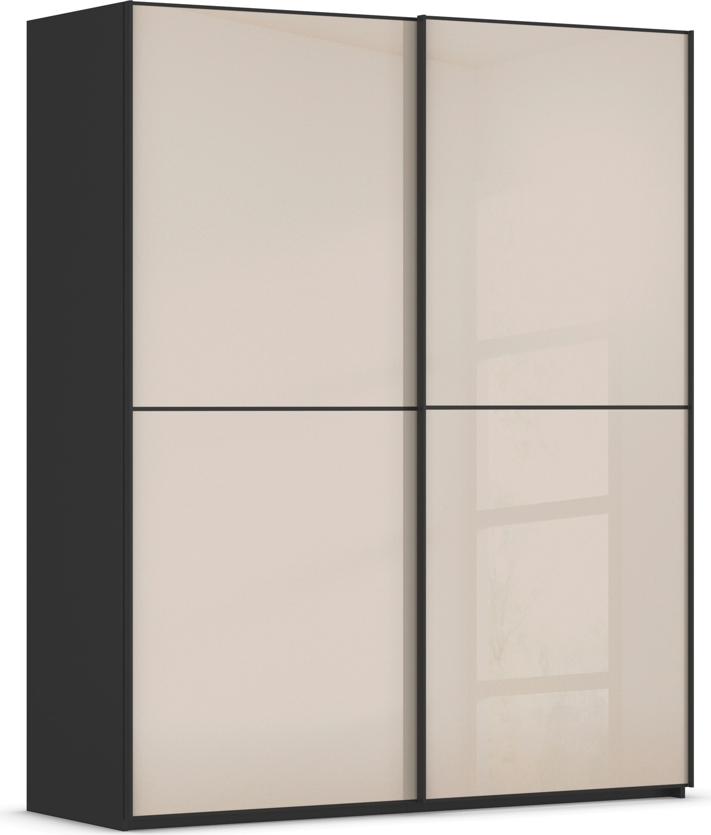 rauch Schwebetürenschrank "Kleiderschrank Schrank Garderobe Schlafzimmerschrank SCALE-DUO" edle zweigeteilte Türen Glas-Front mit 3 Zierleisten MADE IN GERMANY