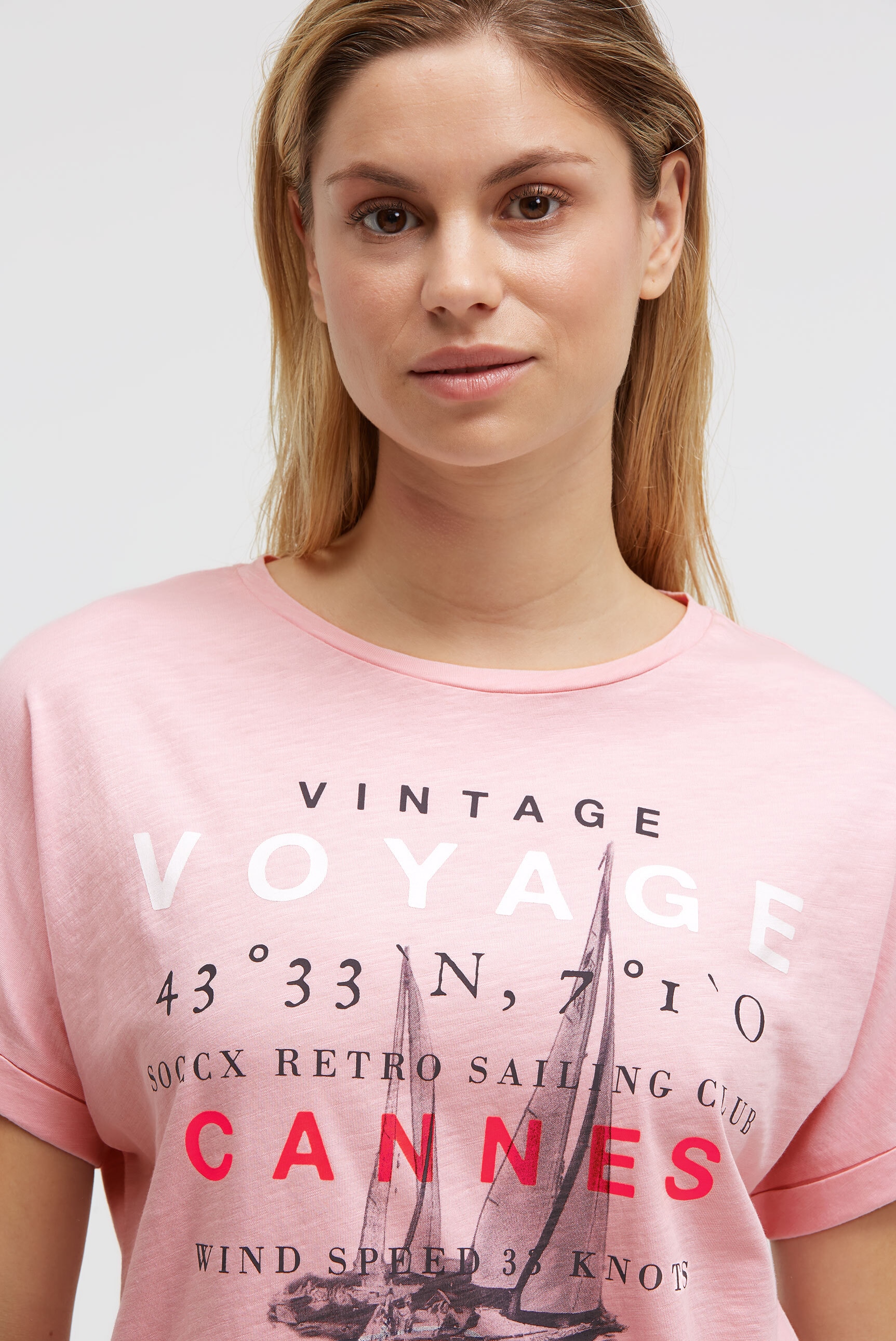 SOCCX Rundhalsshirt mit Turn-Up-Ärmel