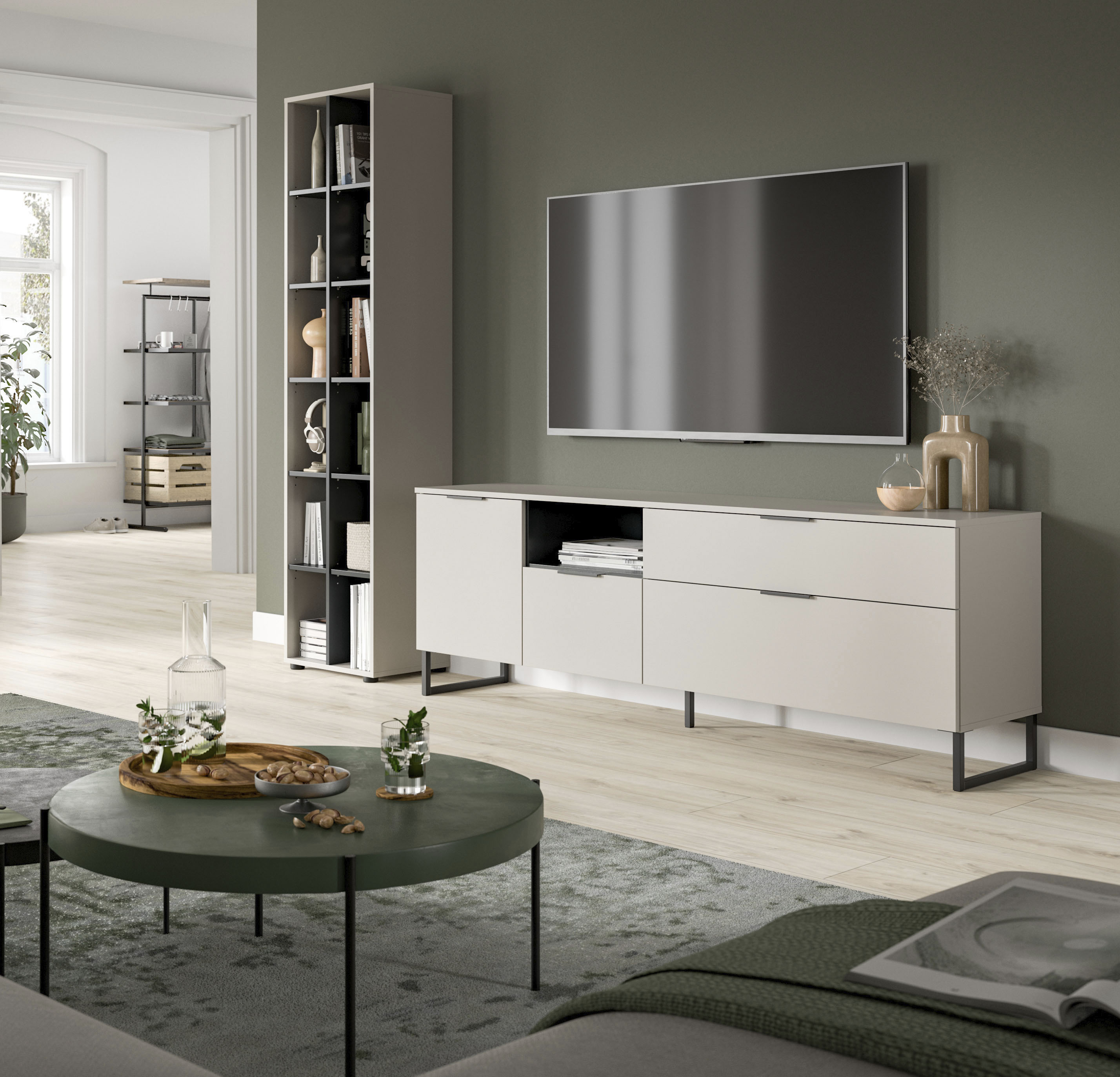 INOSIGN Wohnwand "ADIO, Breite 245 cm, 2-teiliges Set, mit Metall-Kufenfüße günstig online kaufen