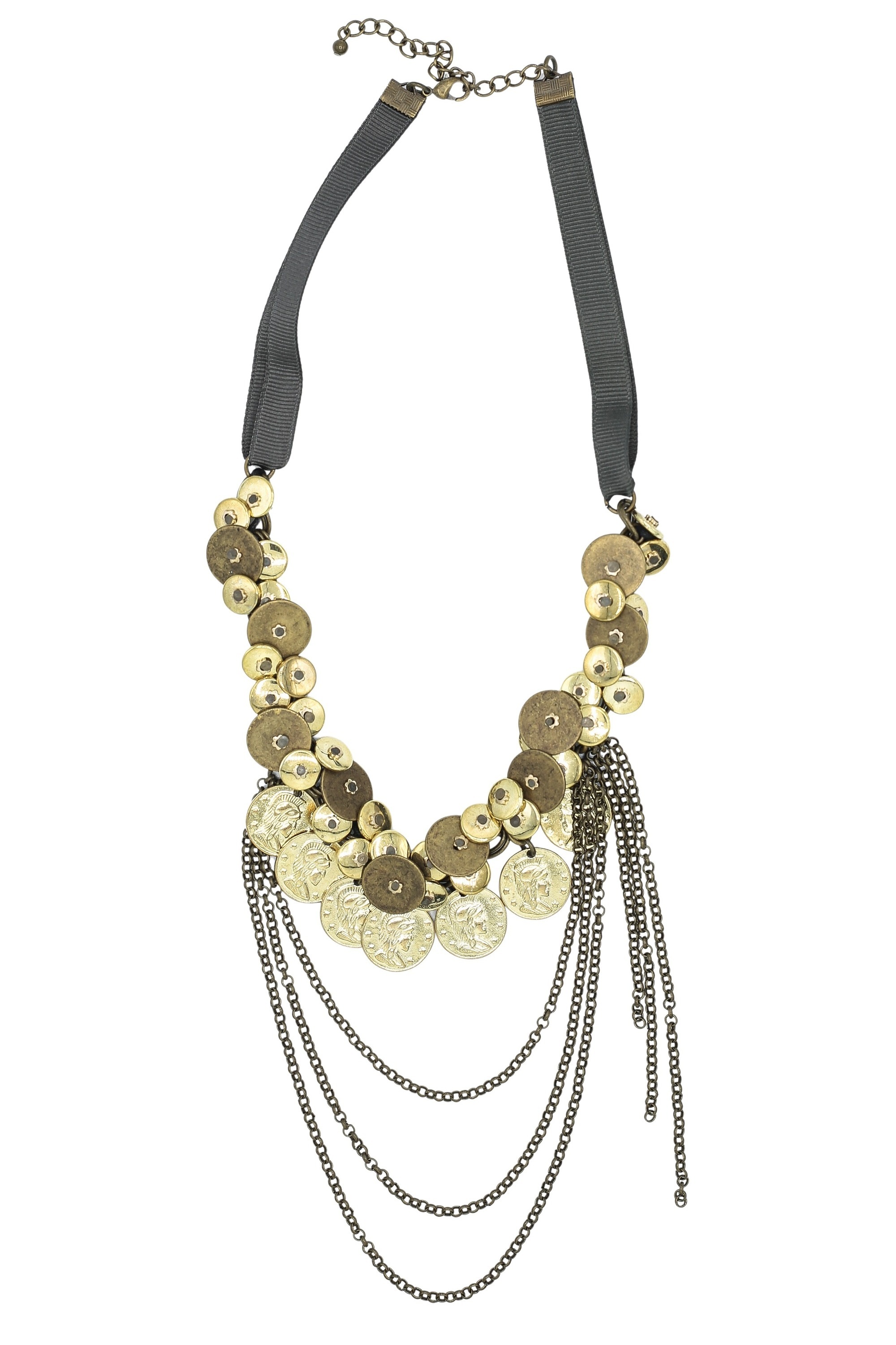 COLLEZIONE ALESSANDRO Lange Kette "Boho" mit Textilband und altgoldenen Ele günstig online kaufen