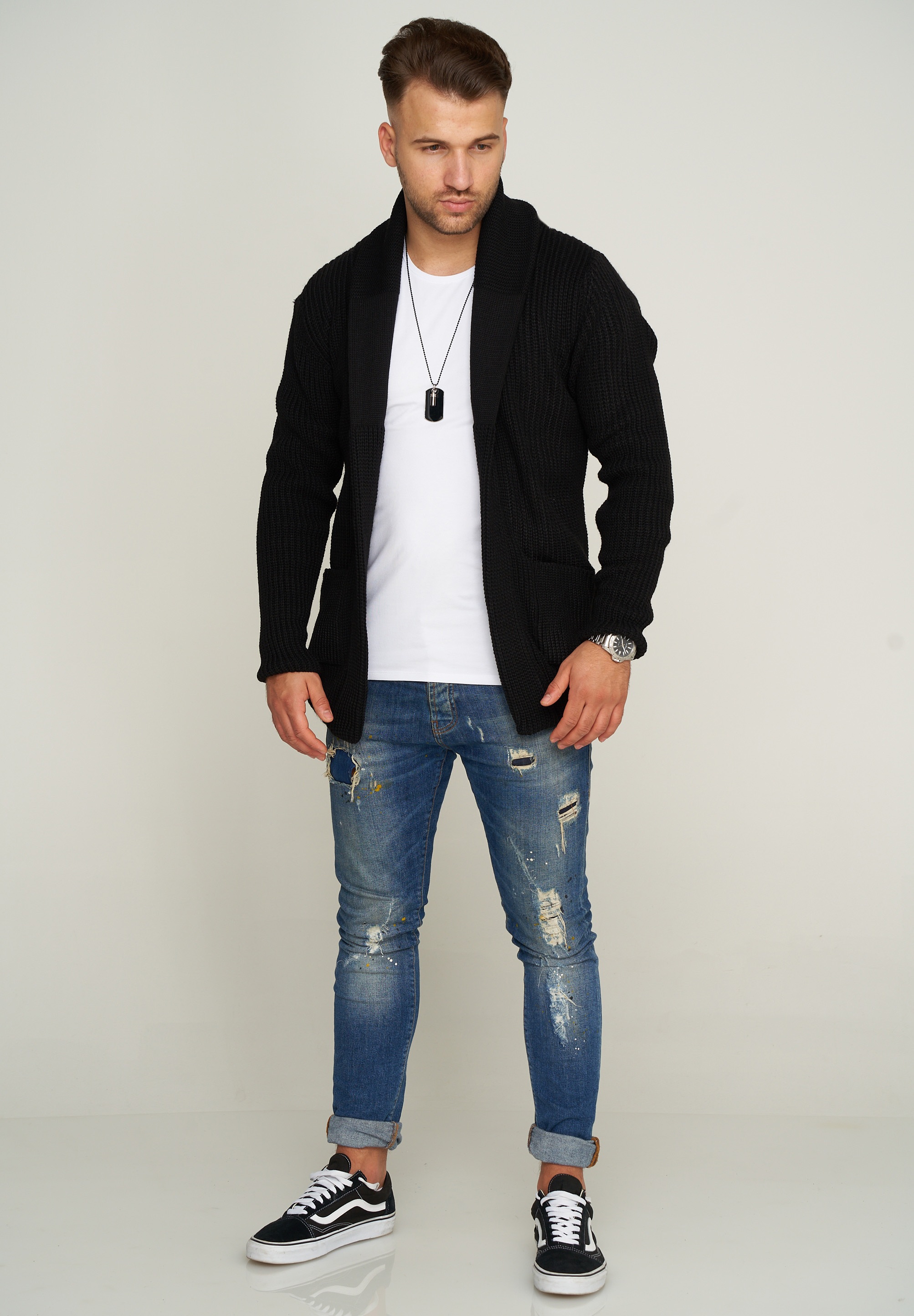behype Strickjacke »MKCARDY45«, mit Schalkragen