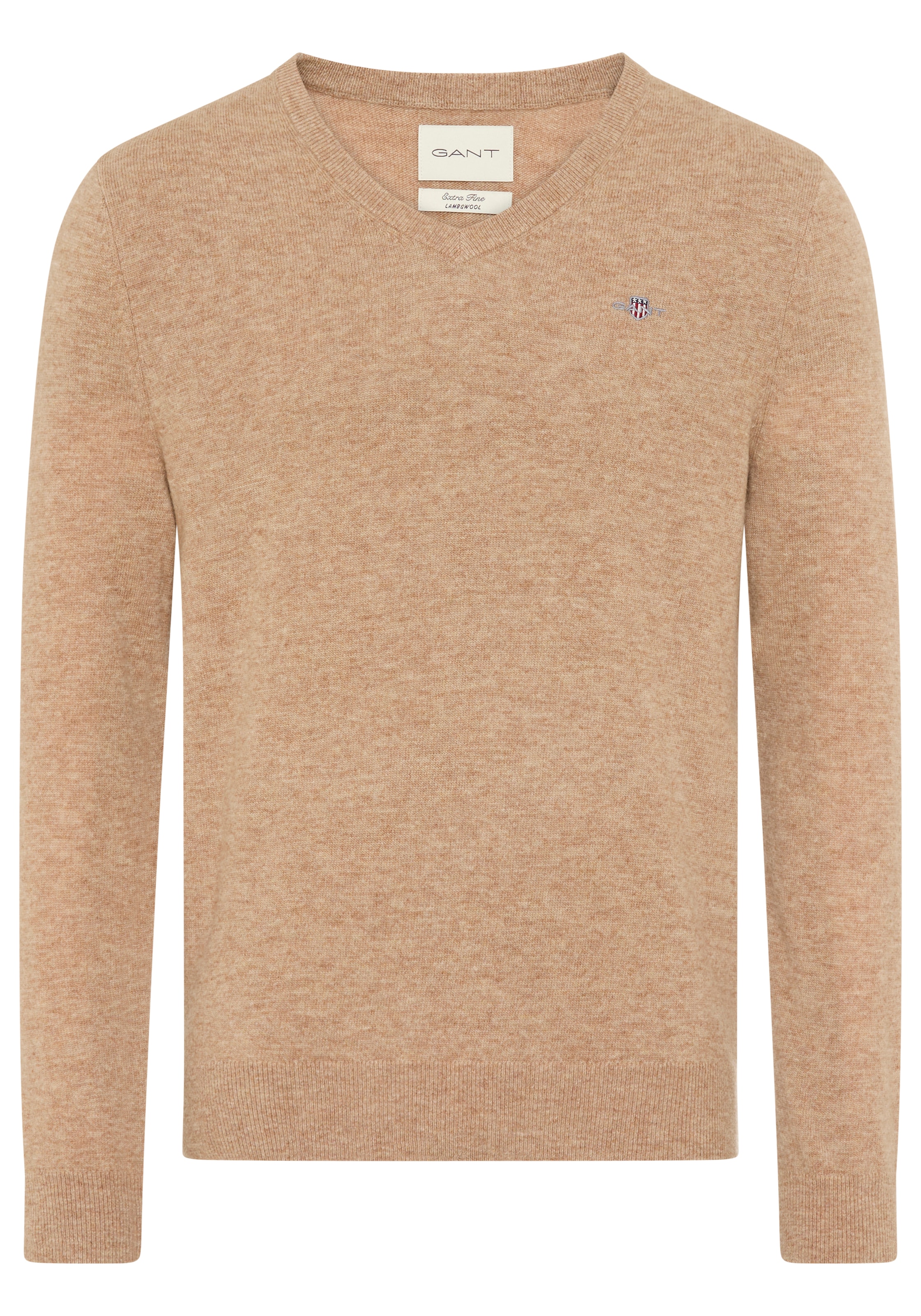 Gant V-Ausschnitt-Pullover "EXTRAFINE LAMBSWOOL V-NECK" mit Logostickerei günstig online kaufen