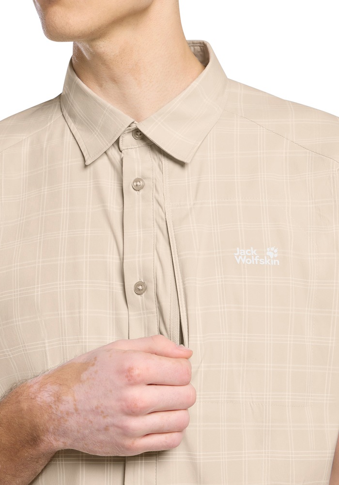 Jack Wolfskin Norbo S/S Shirt Men Check Oyster Size S 5