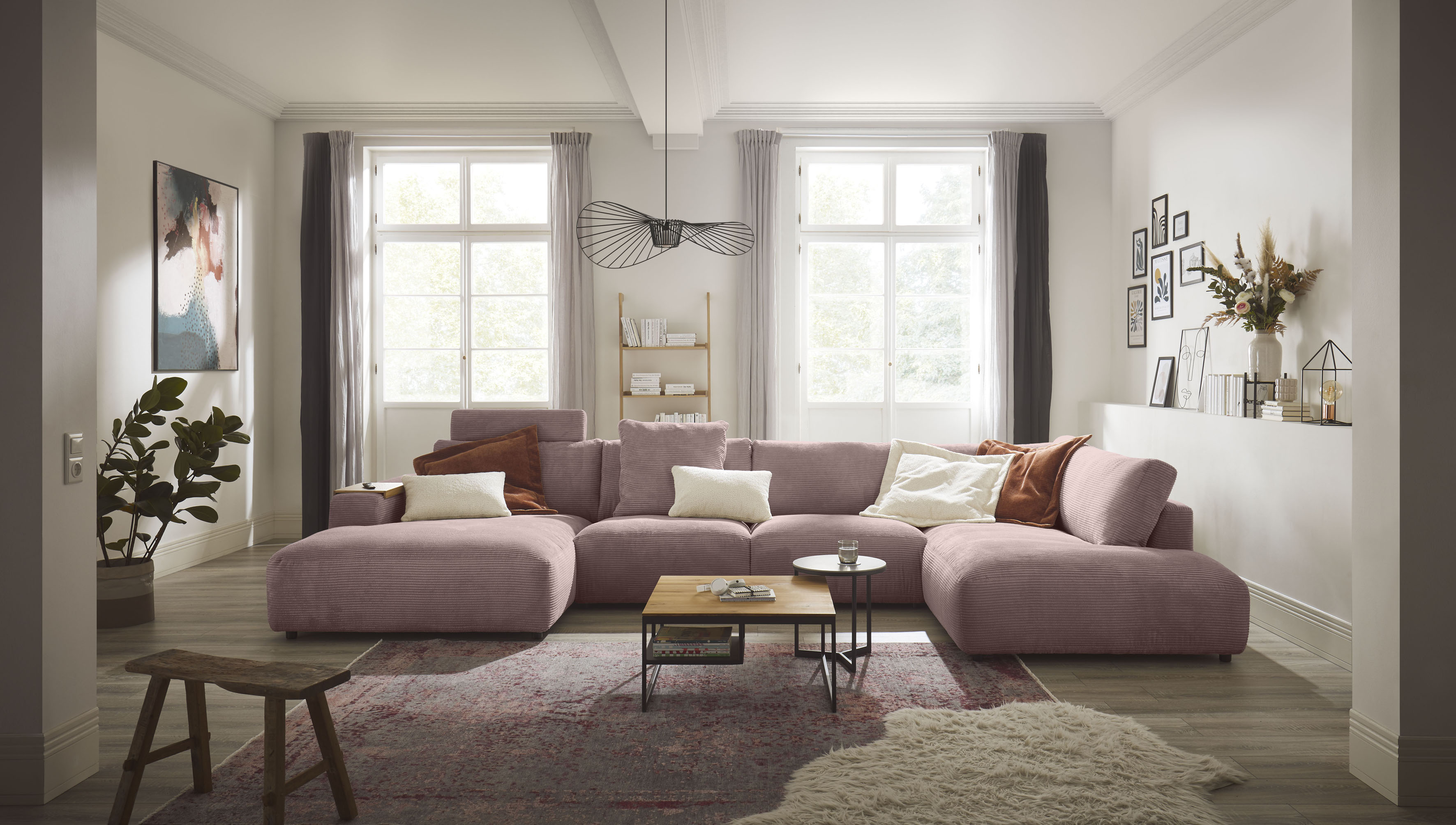 Musterring Wohnlandschaft "Lucia bequem und viel Platz, U-Form" Verschiedene Farben, Cord-Bezug, Gesamtbreite 434 cm