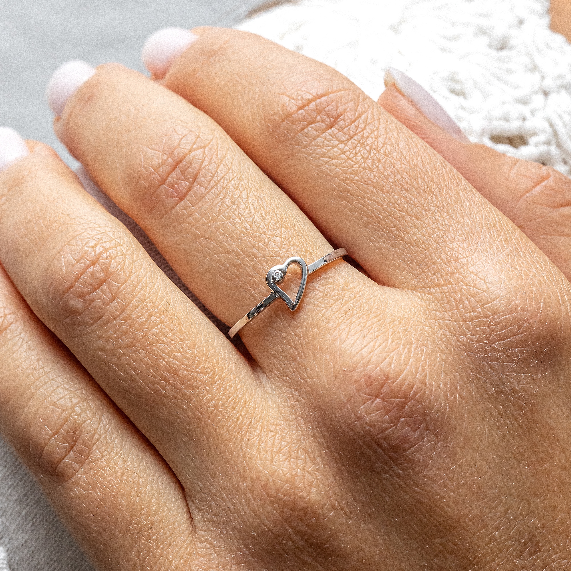 CAÏ Fingerring »925/- Sterling Silber rhodiniert Zirkonia Herz«