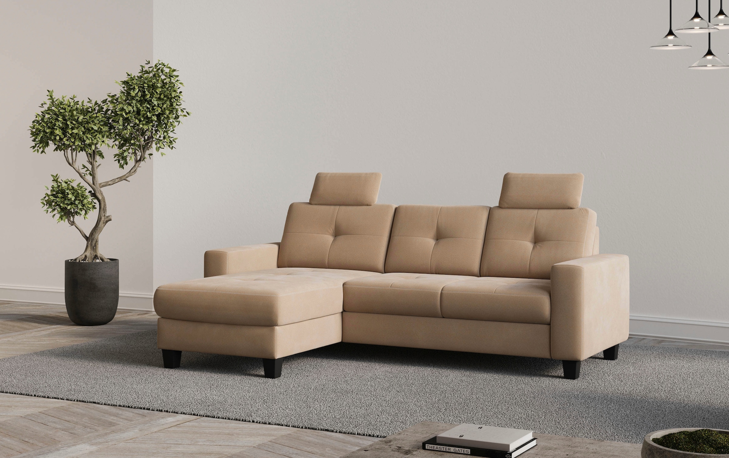 Places of Style Ecksofa "Varese", Kreuznaht in beige günstig online kaufen