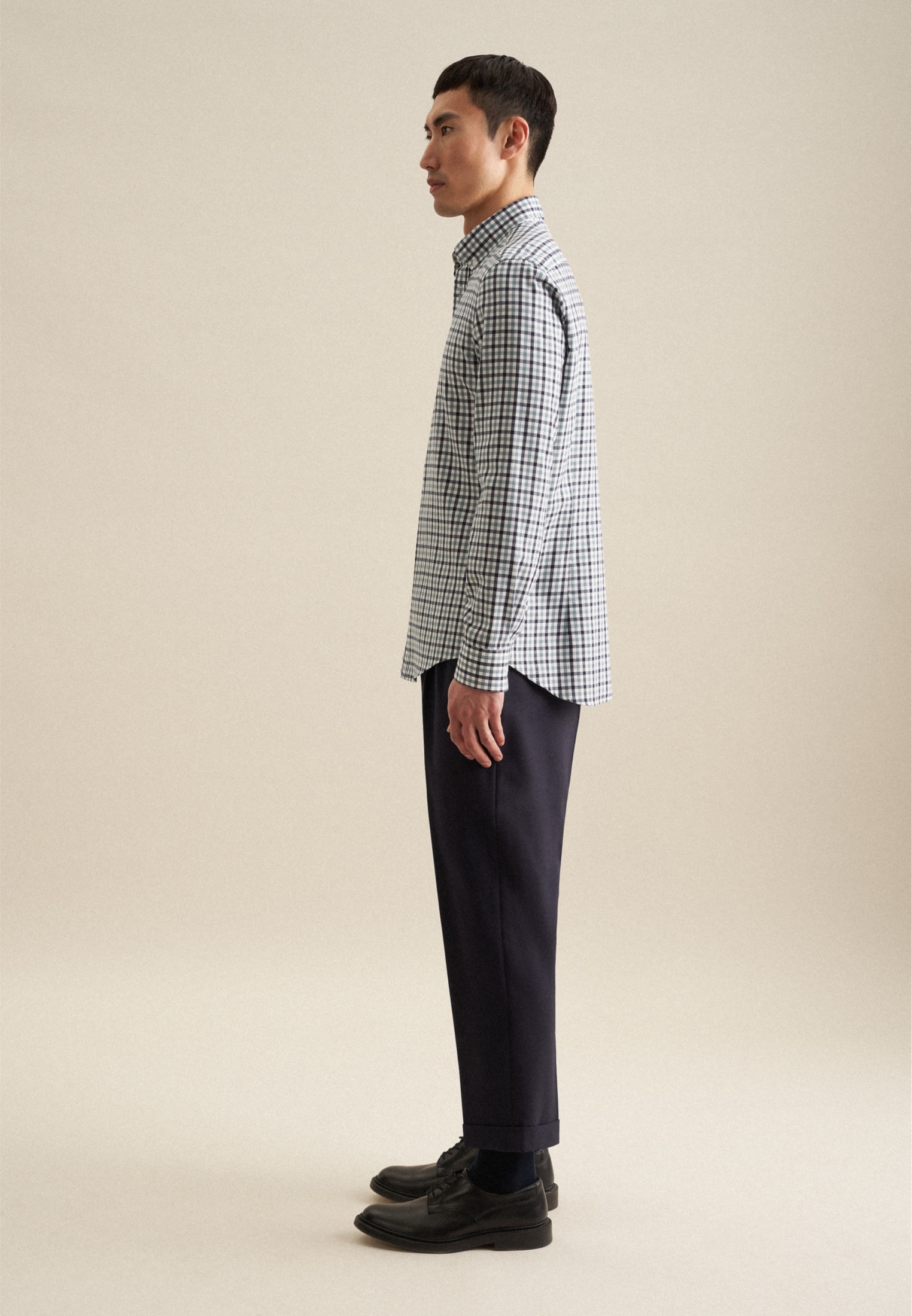 seidensticker Flanellhemd »Shaped«, Shaped Langarm Button-Down-Kragen Karo