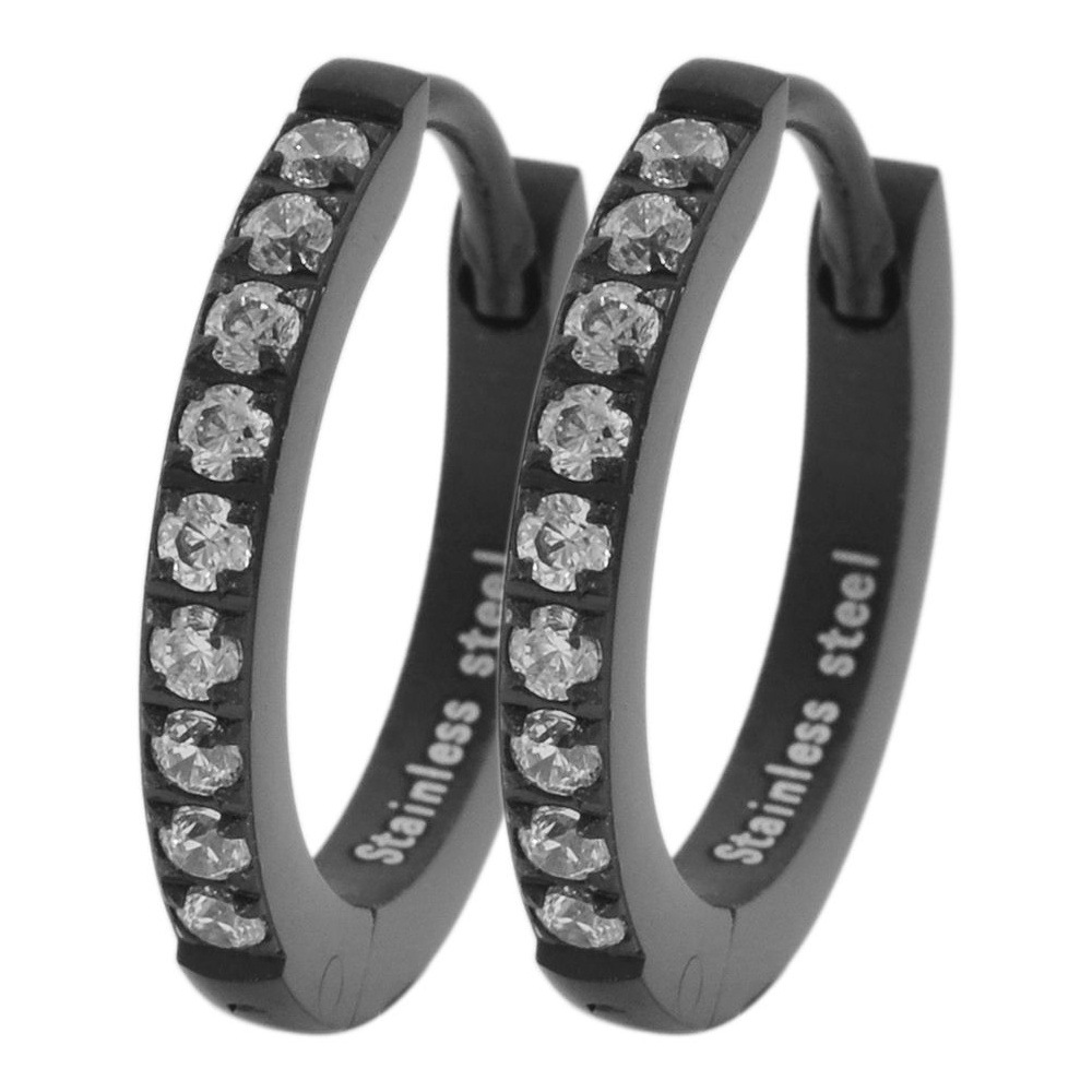 Adelia´s Klappcreolen »Damen Ohrringe – Klappcreole aus Edelstahl mit Strass Steinchen« Zum Verschenken – ideal zum Jubiläum