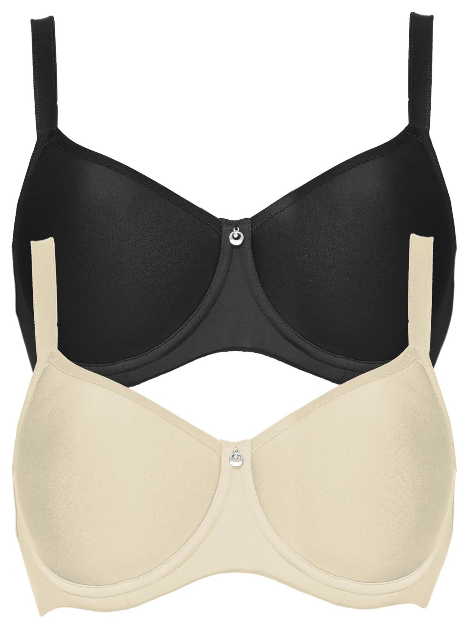 SUSA Damen T-Shirt-BH "2er Pack Spacer BH mit Bügel Catania", Gr. 80, bunt, Obermaterial: 50% Polyamid PA. 30% Polyester PES. 20% Elasthan EL., BHs