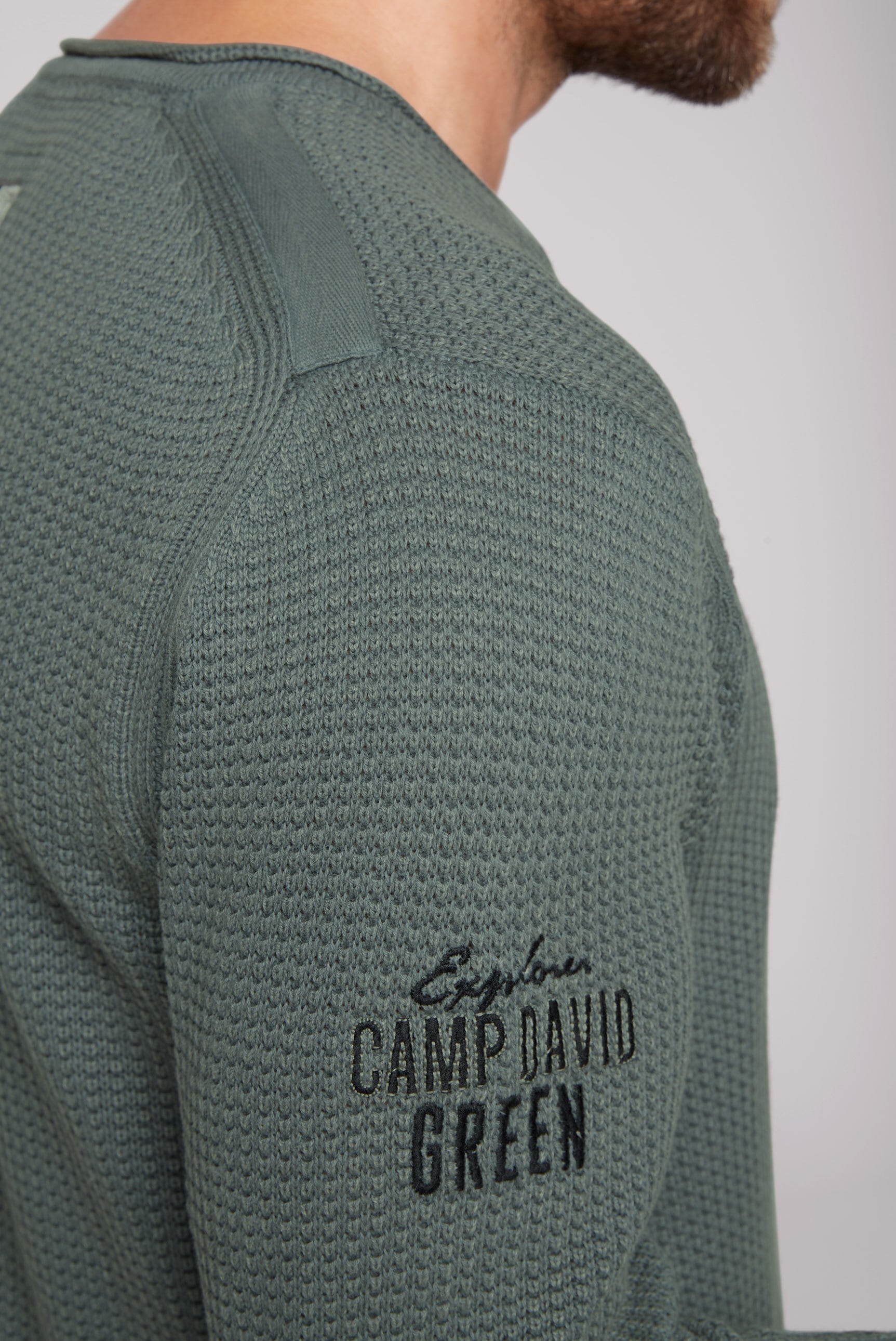 CAMP DAVID V-Ausschnitt-Pullover, mit Rollsäumen