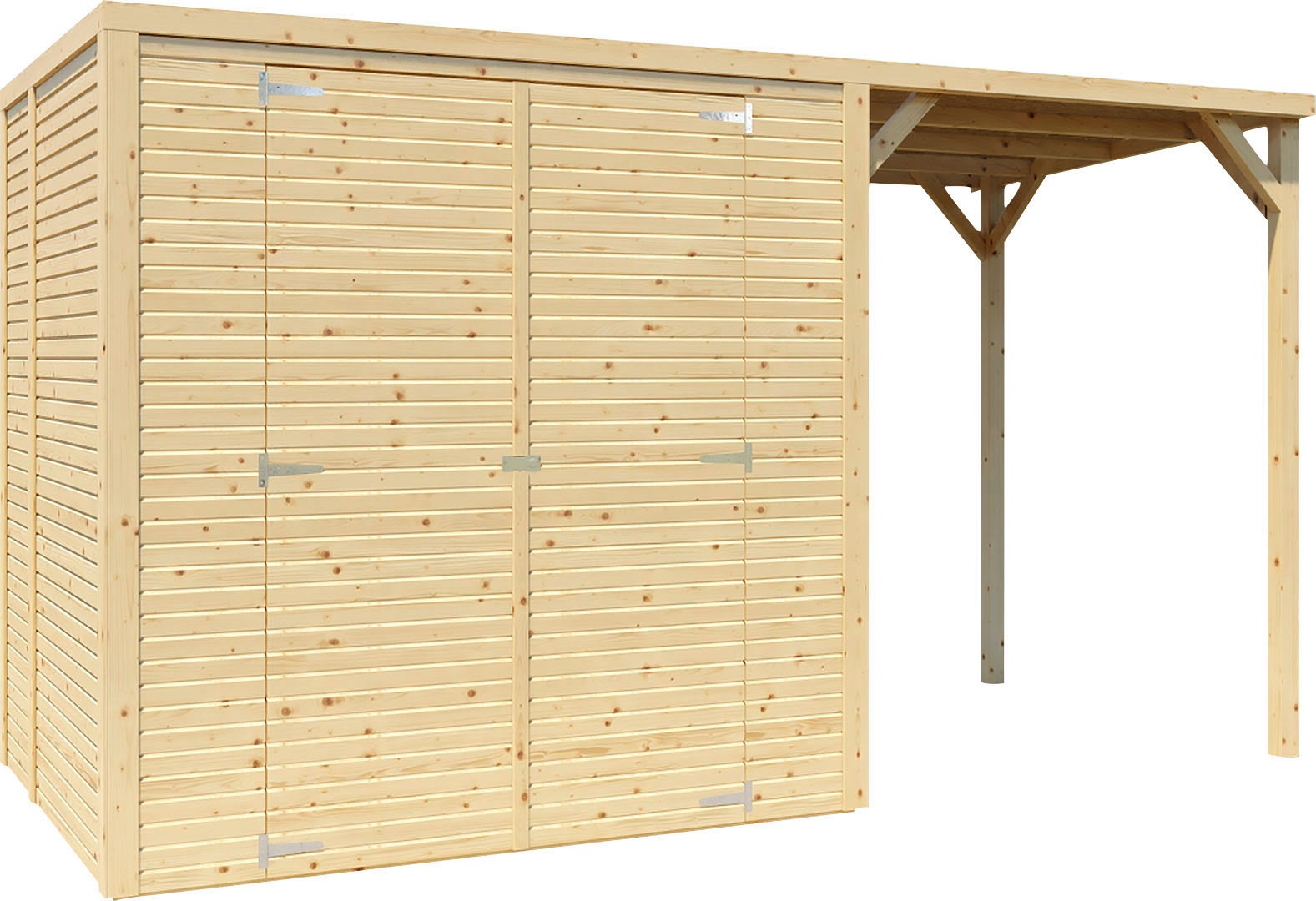 KONIFERA Gartenhaus »Beno 2 PLUS Fineline Flachdach«, mit Anbaudach